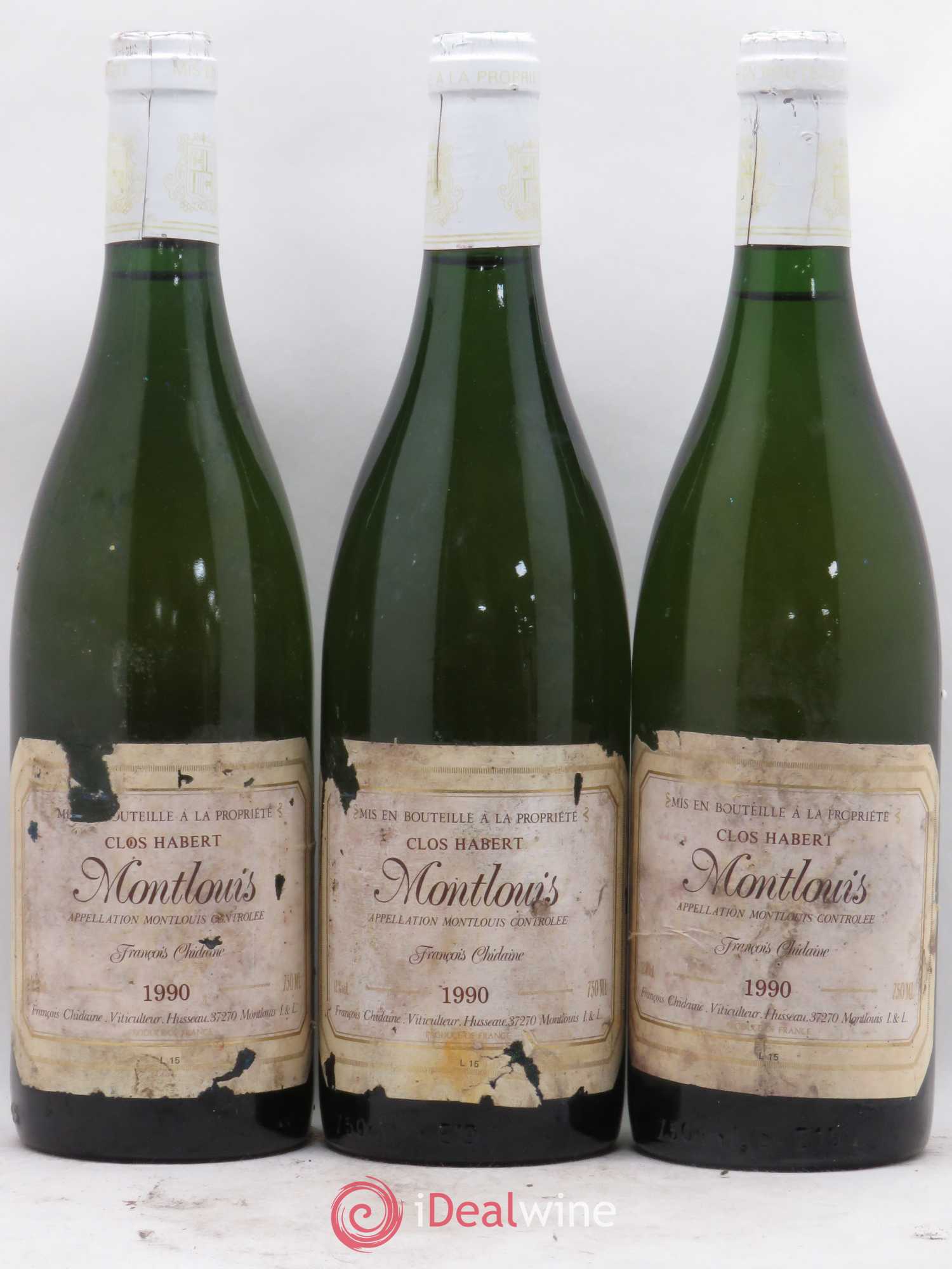 Montlouis-sur-Loire Clos Habert François Chidaine 1990 - Lot de 3 bouteilles - 0