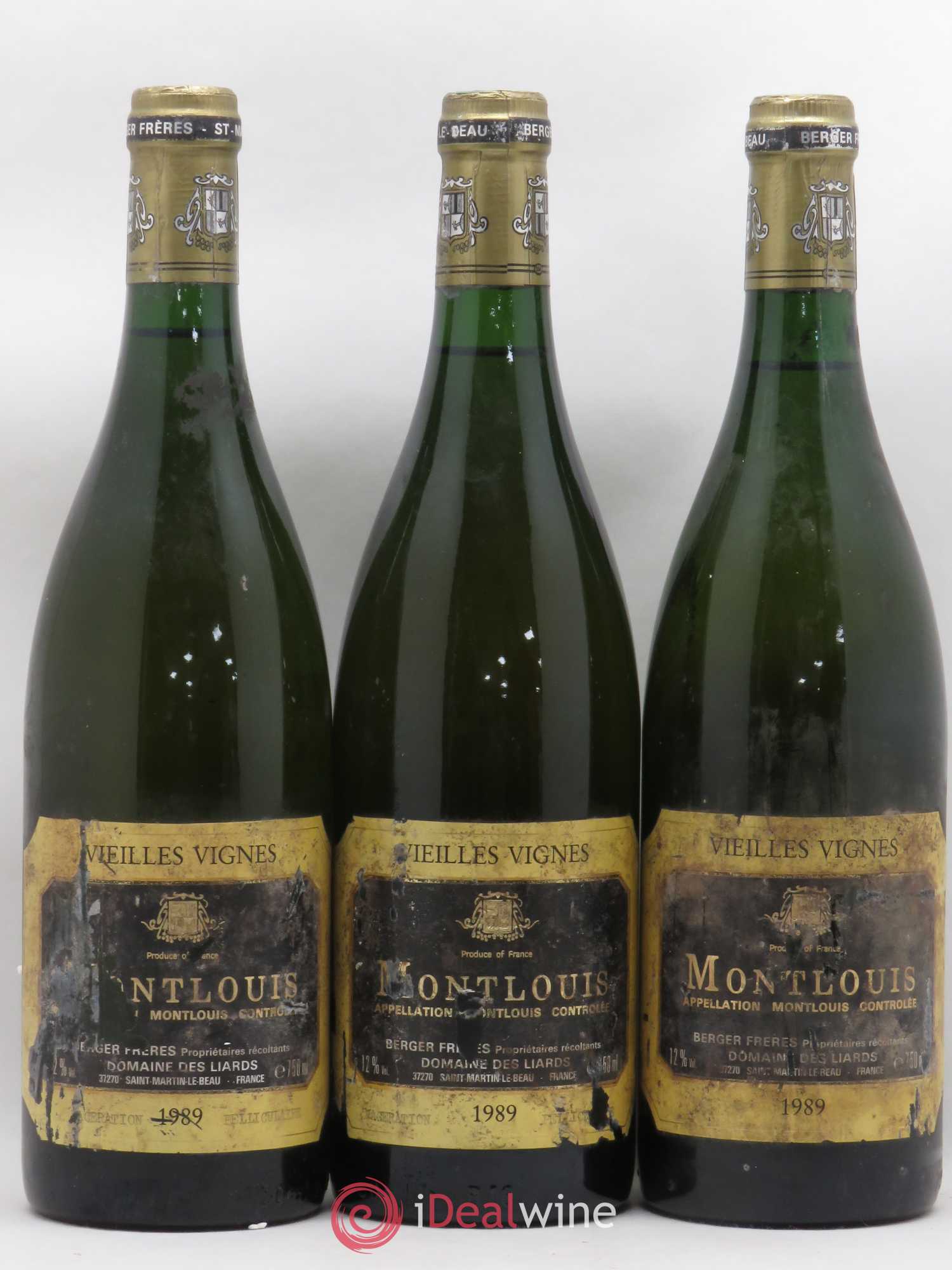 Montlouis-sur-Loire Vieilles Vignes Domaine des Liards Berger Frères 1989 - Posten von 3 Flaschen - 0