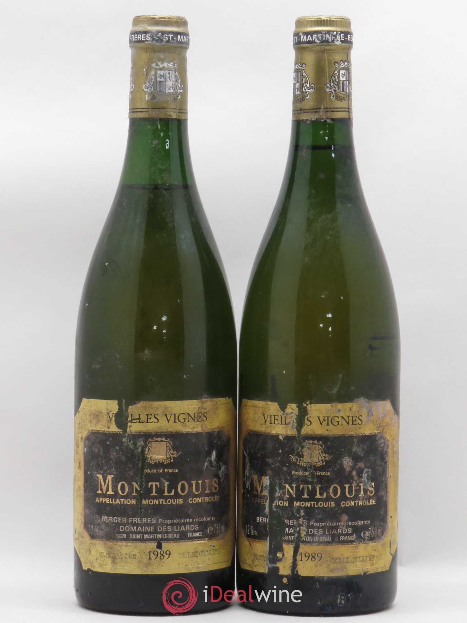 Montlouis-sur-Loire Vieilles Vignes Domaine des Liards Berger Frères (sans prix de réserve) 1989 - Posten von 2 Flaschen - 0