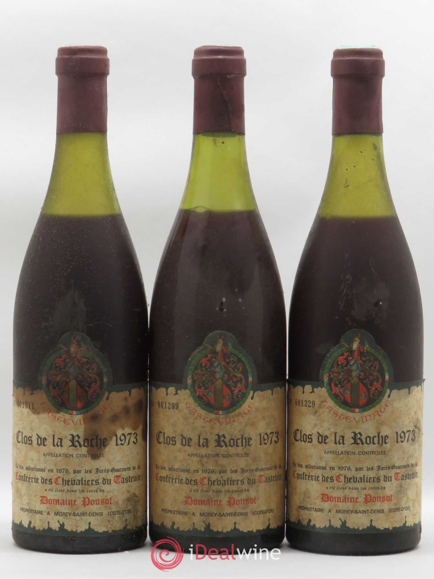 Clos de la Roche Grand Cru Tastevinage Domaine Ponsot 1973 - Posten von 3 Flaschen - 0