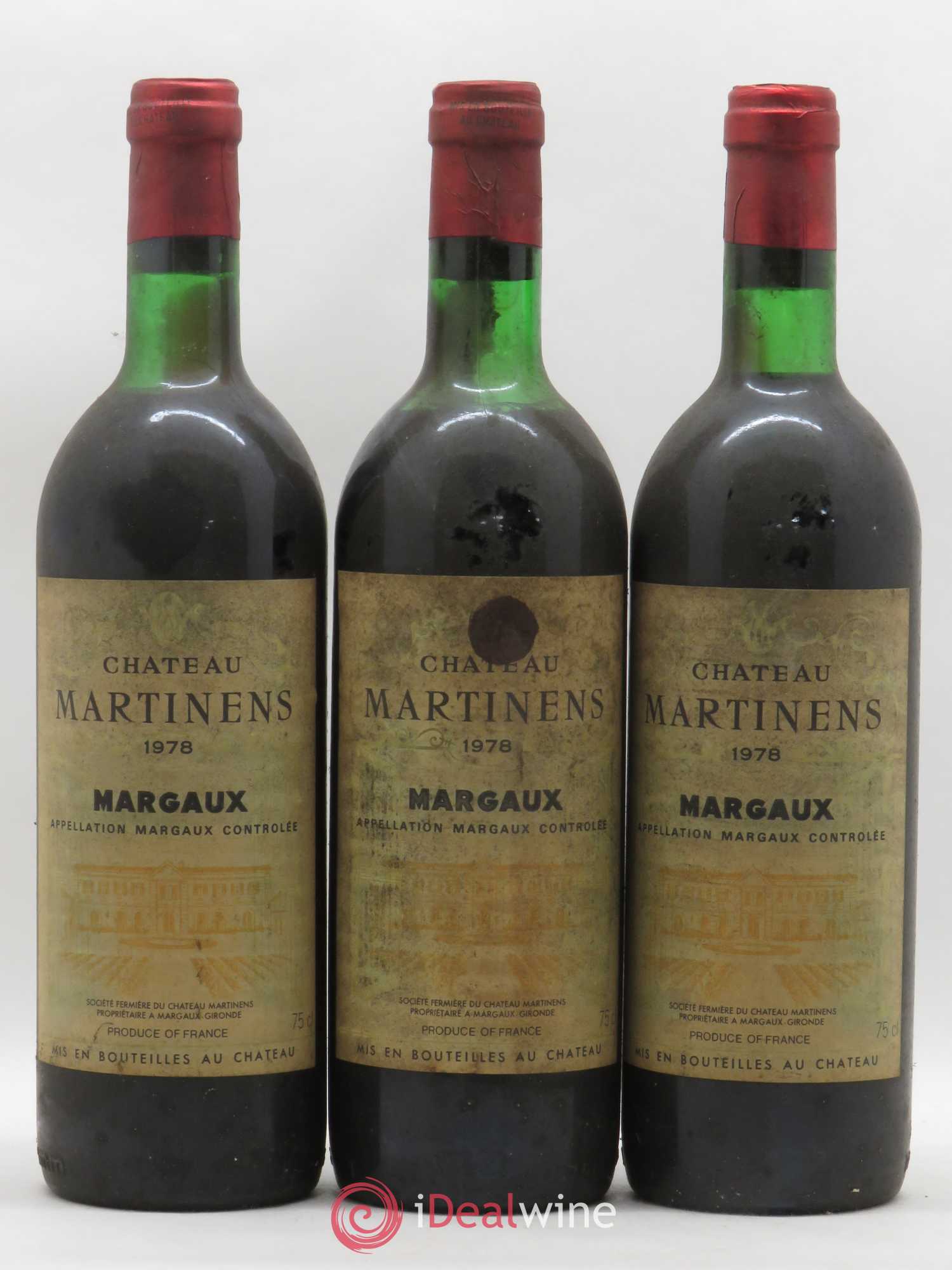 Château Martinens Cru Bourgeois 1978 - Lot de 3 bouteilles - 0