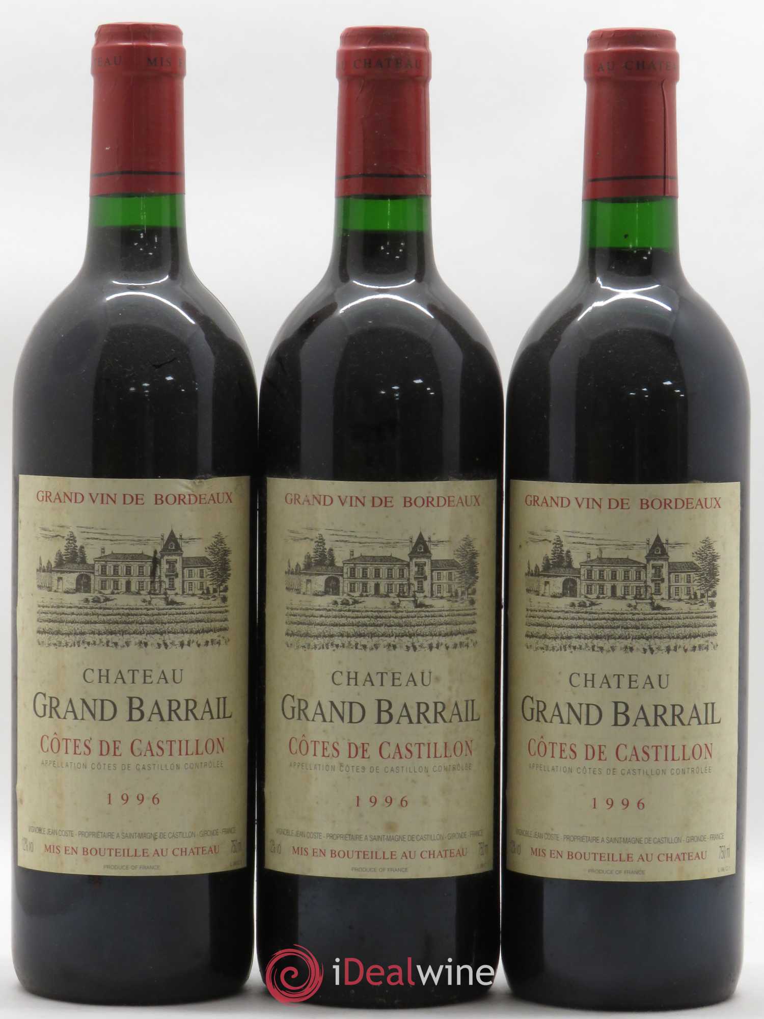 Castillon-Côtes-de-Bordeaux (Côtes-de-Castillon) Château Grand Barrail 1996 - Lot de 6 bouteilles - 1