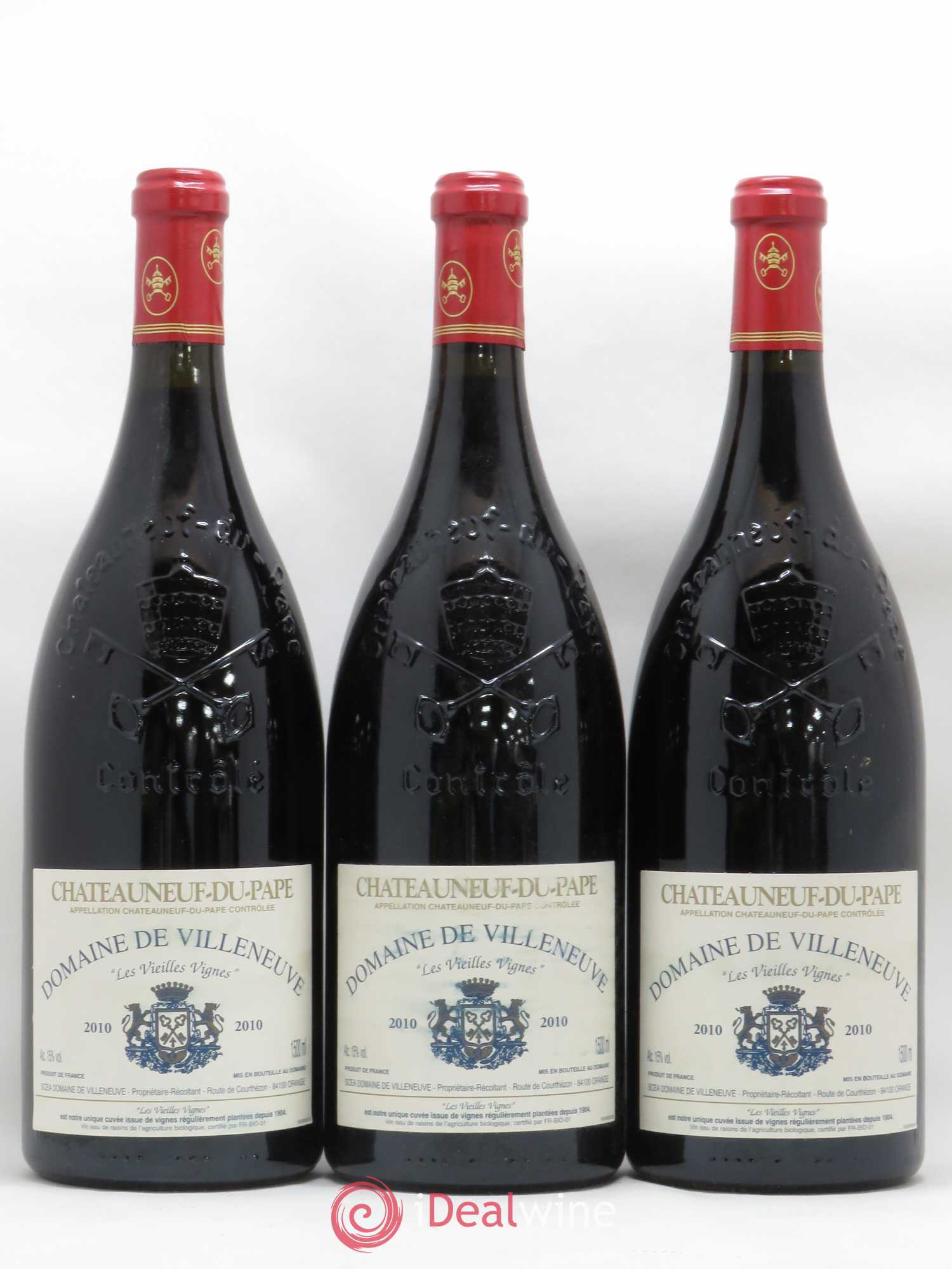 Châteauneuf-du-Pape Les Vieilles Vignes Domaine de Villeneuve 2010 - Posten von 3 Magnum - 0