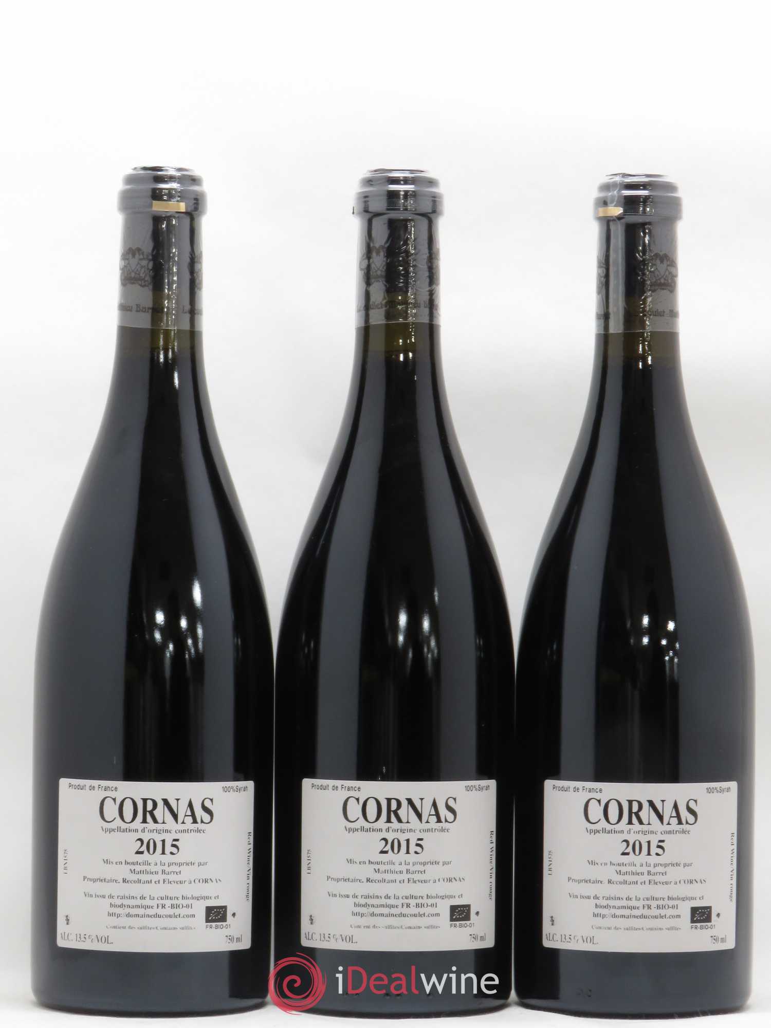 Cornas Billes Noires Coulet (Domaine du) - Matthieu Barret 2015 - Lot de 3 bouteilles - 1