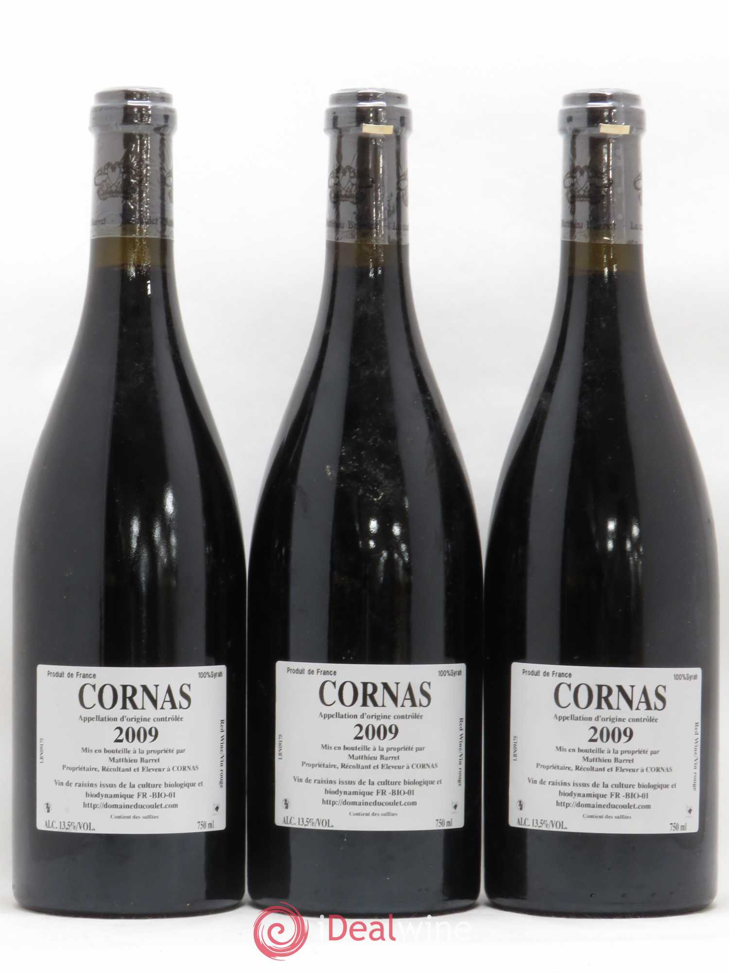 Cornas Billes Noires Coulet (Domaine du) - Matthieu Barret 2009 - Lot de 3 bouteilles - 1