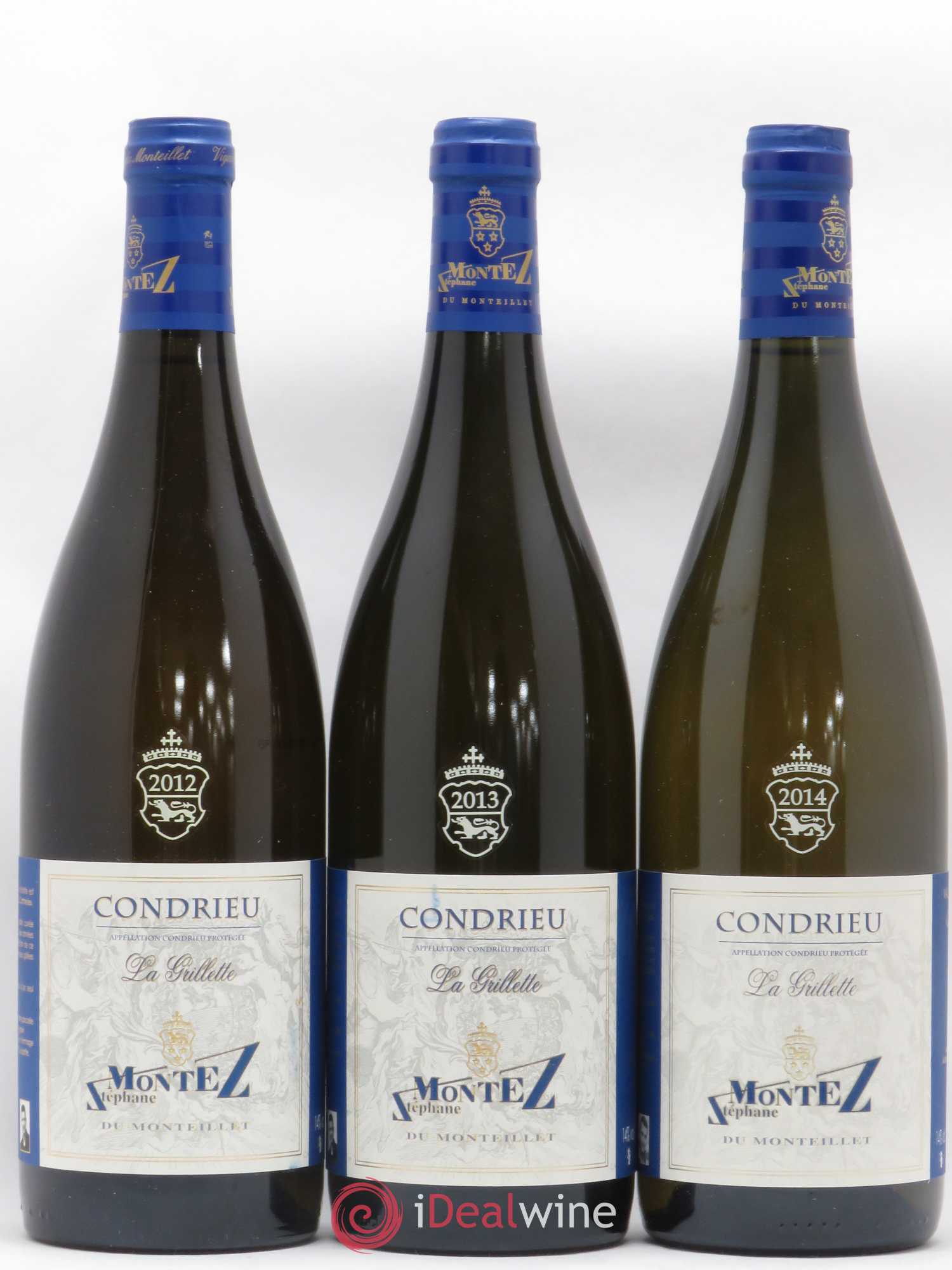 Condrieu Assortiment (2012-2013-2014) Vignobles du Monteillet La Grillette Montez - Lot de 3 bouteilles - 0