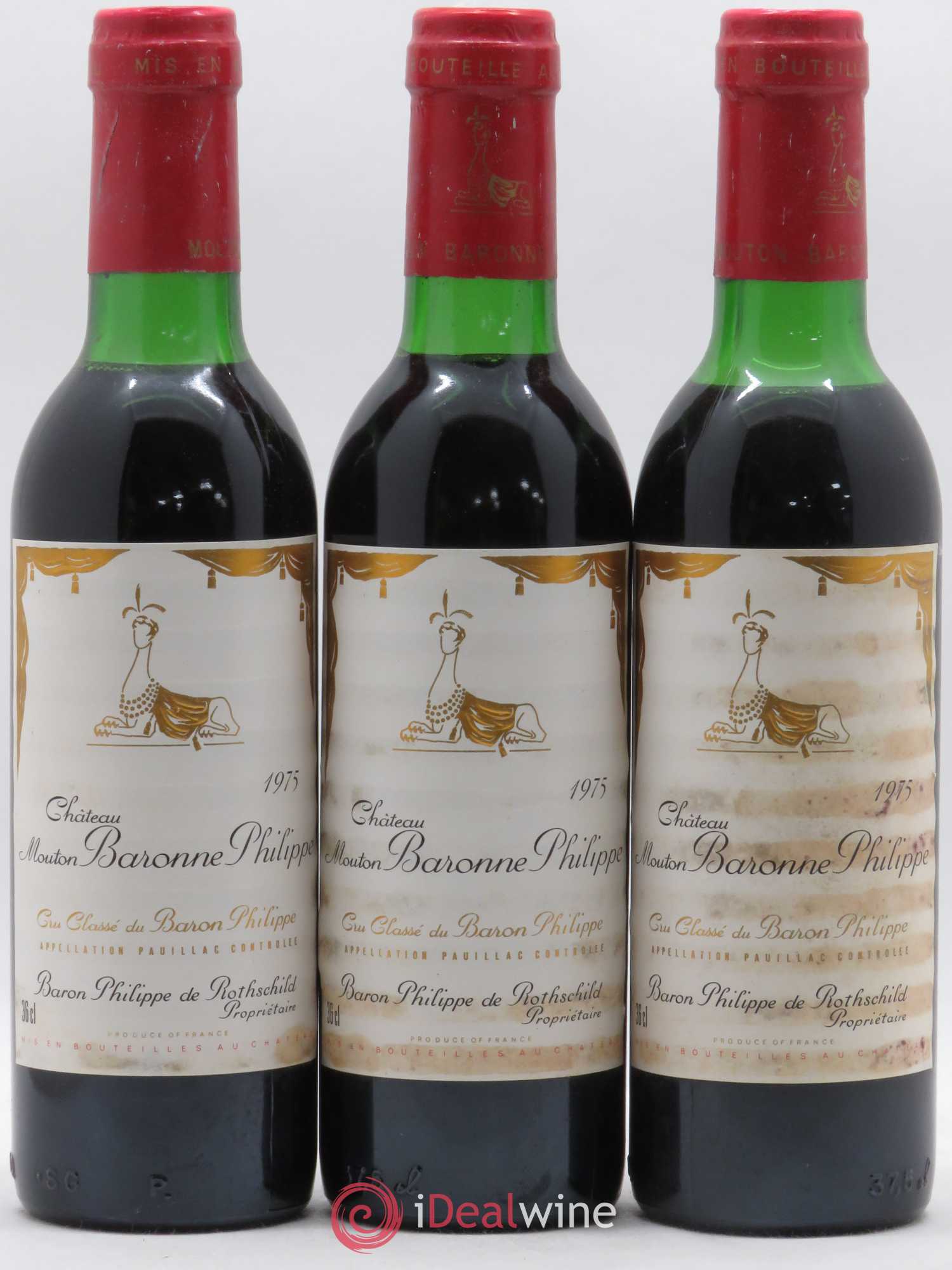 Château d' Armailhac - Mouton Baron(ne) Philippe 5ème Grand Cru Classé (sans prix de réserve) 1975 - Lot de 6 demi bouteilles - 1