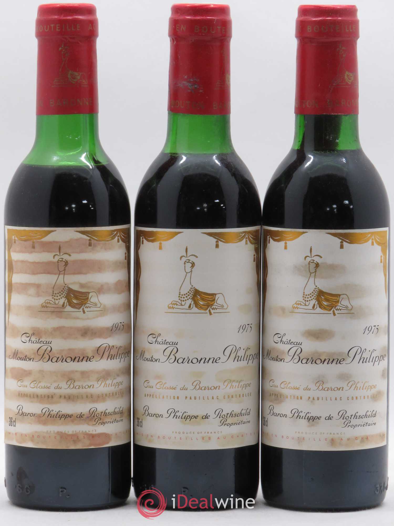 Château d' Armailhac - Mouton Baron(ne) Philippe 5ème Grand Cru Classé (sans prix de réserve) 1975 - Lot de 6 demi bouteilles - 2
