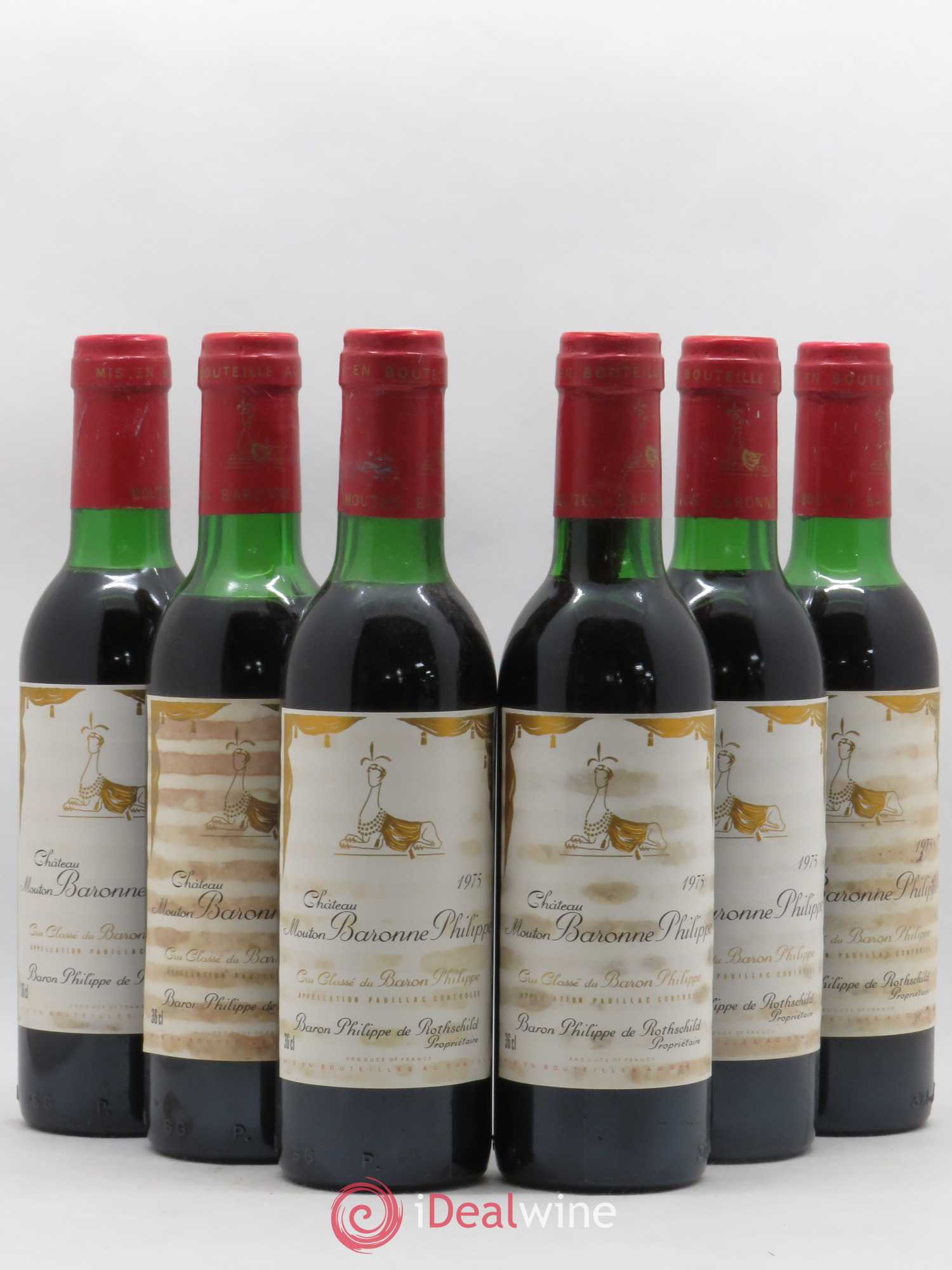 Château d' Armailhac - Mouton Baron(ne) Philippe 5ème Grand Cru Classé (sans prix de réserve) 1975 - Lot de 6 demi bouteilles - 0