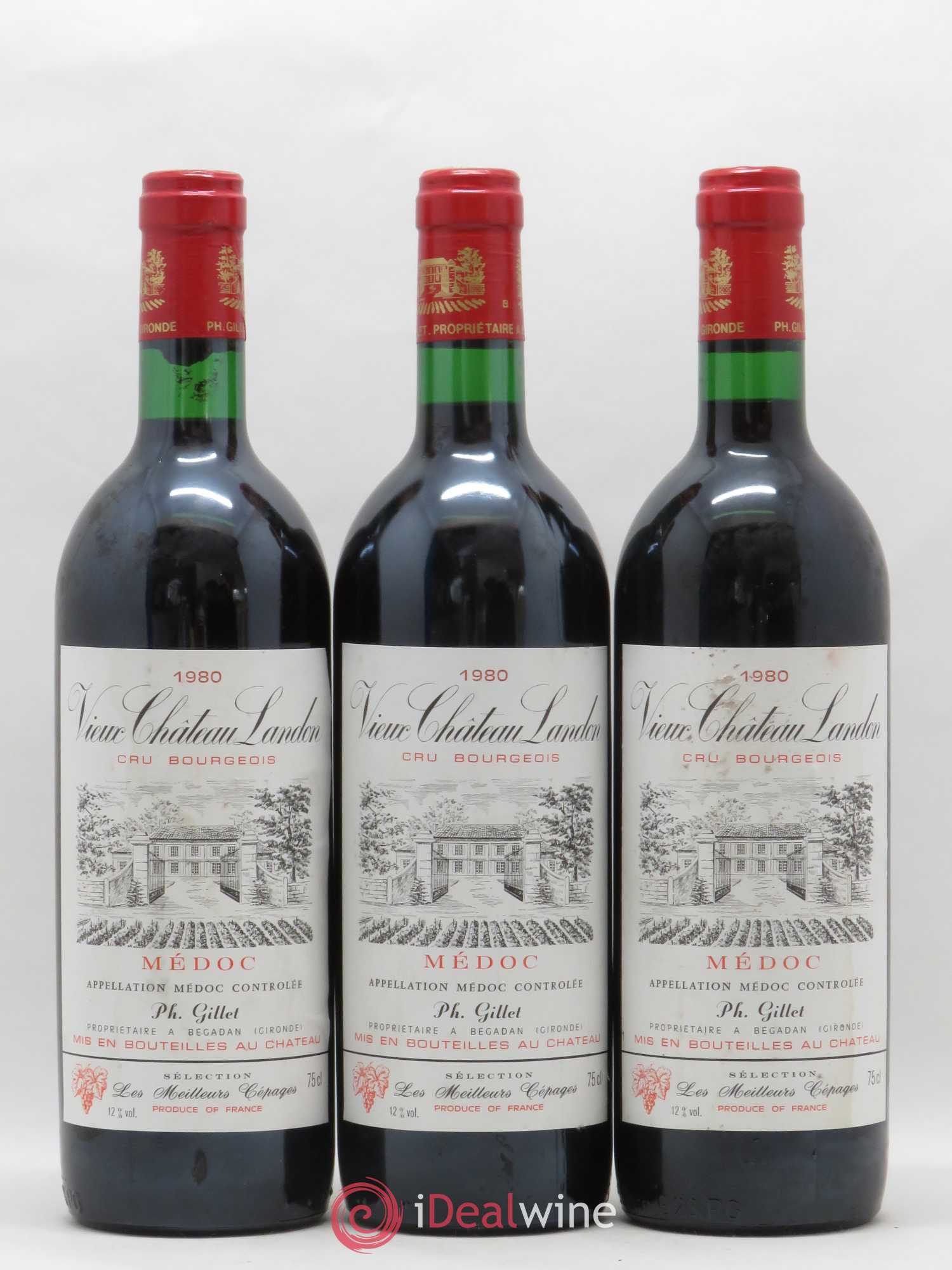 Vieux Château Landon Cru Bourgeois 1980 - Lot de 3 bouteilles - 0