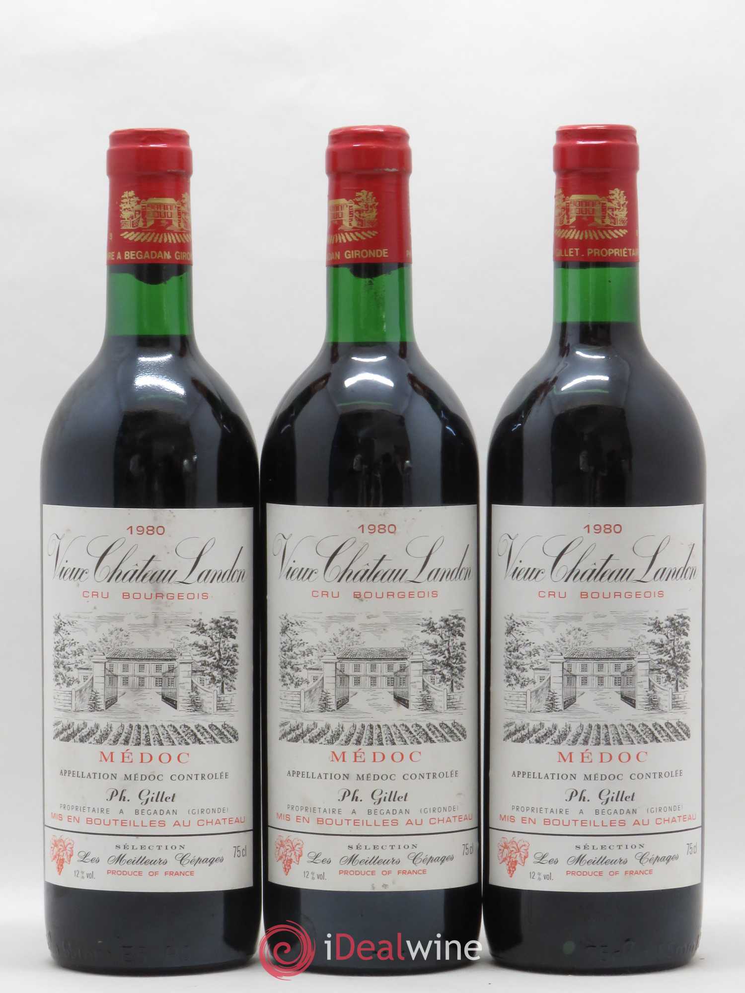 Vieux Château Landon Cru Bourgeois 1980 - Lot de 3 bouteilles - 0