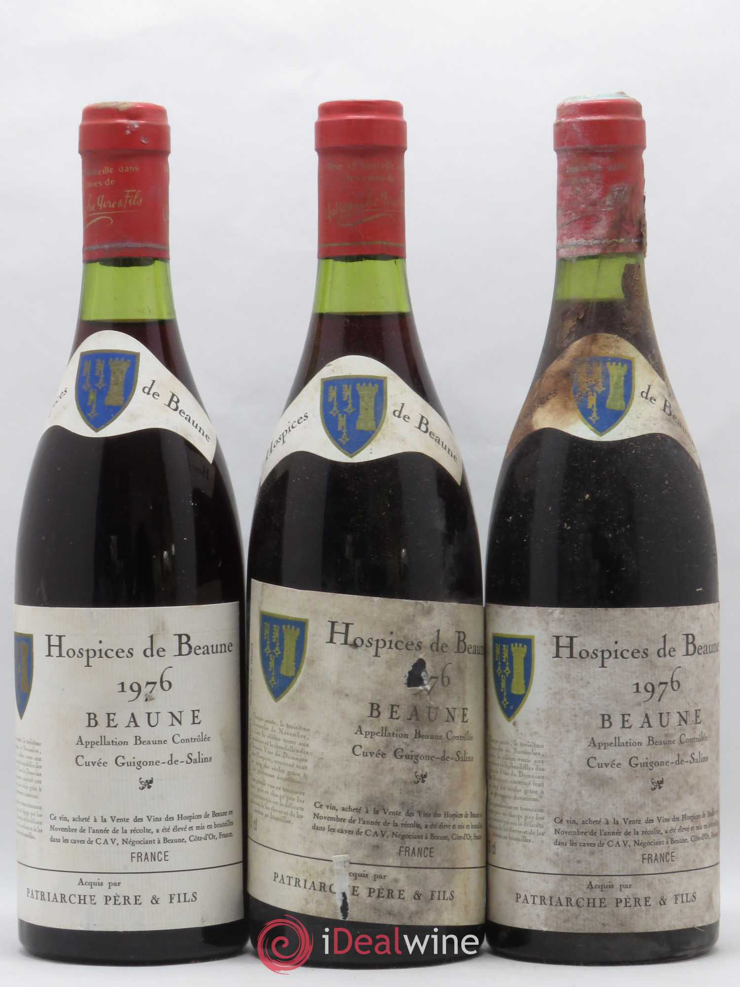 Beaune Cuvée Guiguone de Salins Hospices de Beaune Patriarche père et fils 1976 - Posten von 3 Flaschen - 0