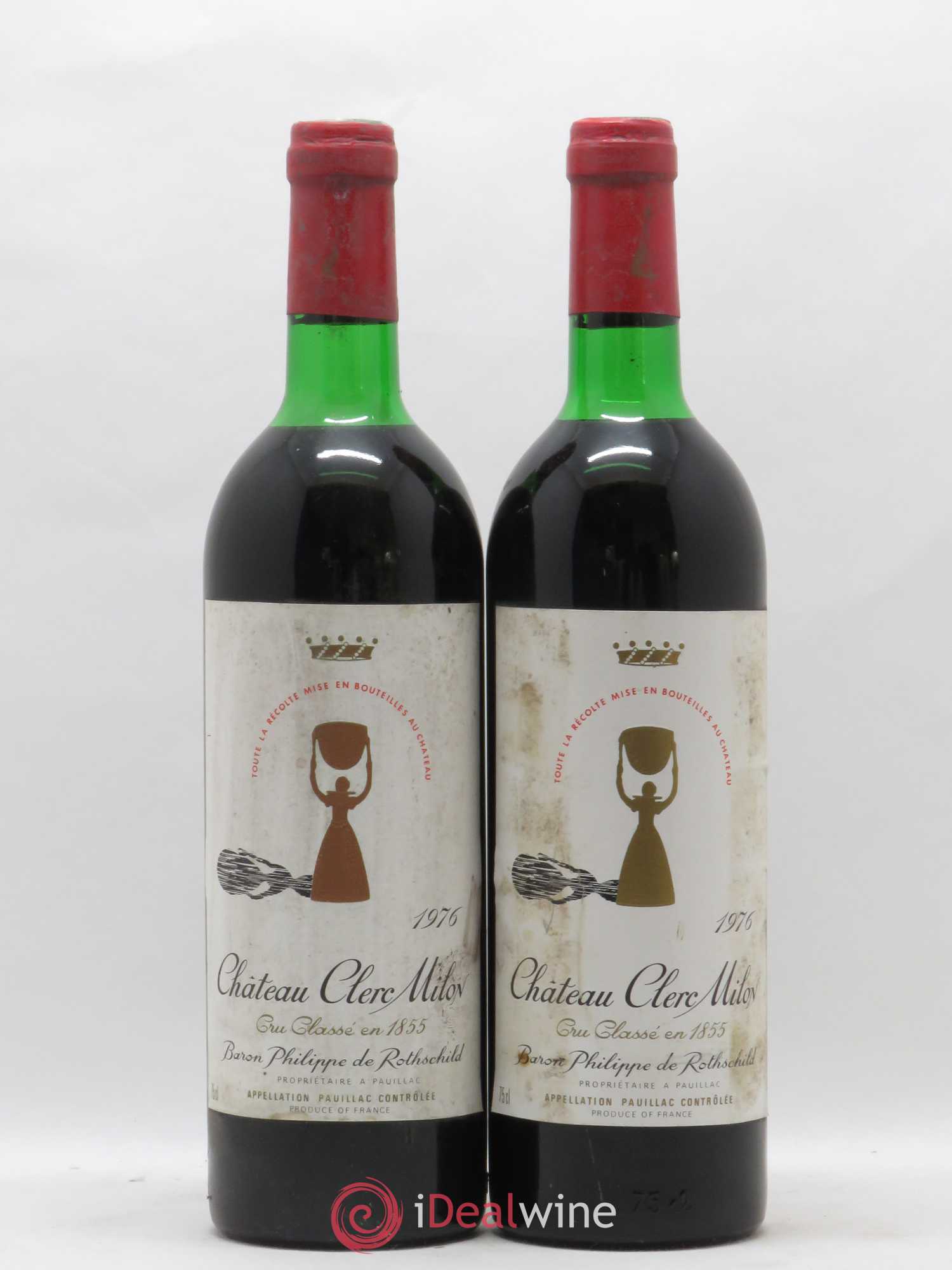 Château Clerc Milon 5ème Grand Cru Classé 1976 - Lot de 2 bouteilles - 0