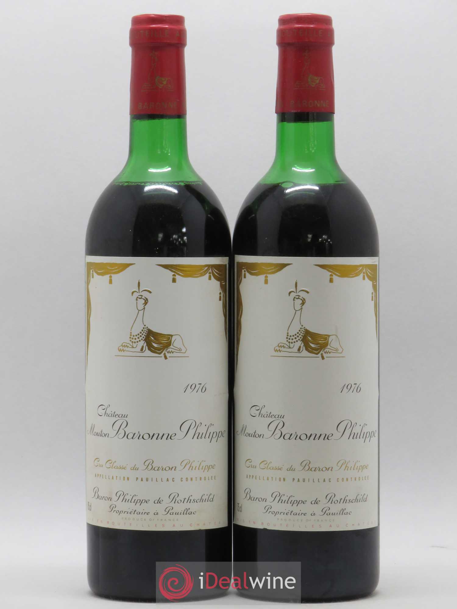 Château d' Armailhac - Mouton Baron(ne) Philippe 5ème Grand Cru Classé 1976 - Lot de 2 bouteilles - 0