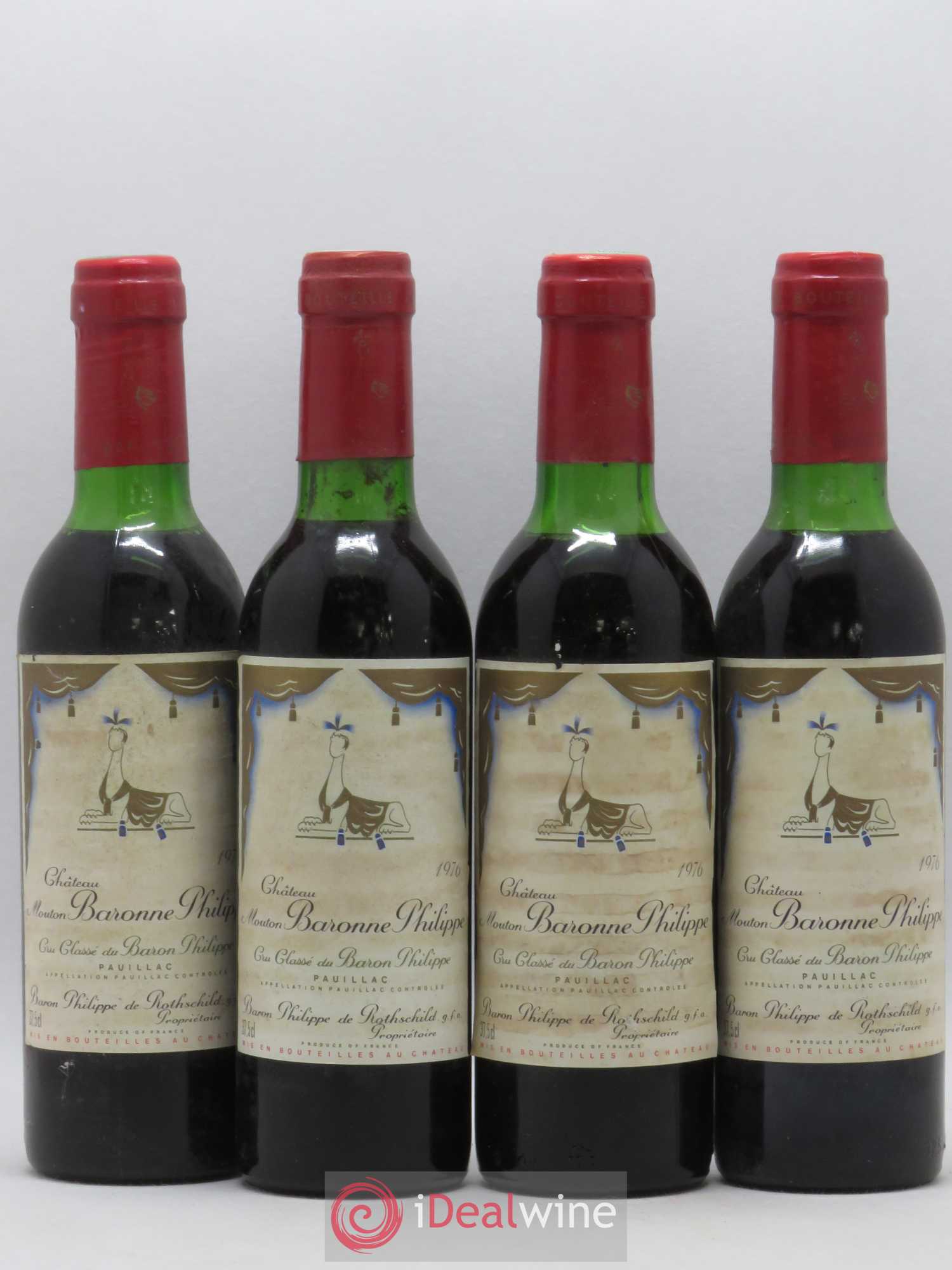 Château d' Armailhac - Mouton Baron(ne) Philippe 5ème Grand Cru Classé 1976 - Lot de 4 demi bouteilles - 0