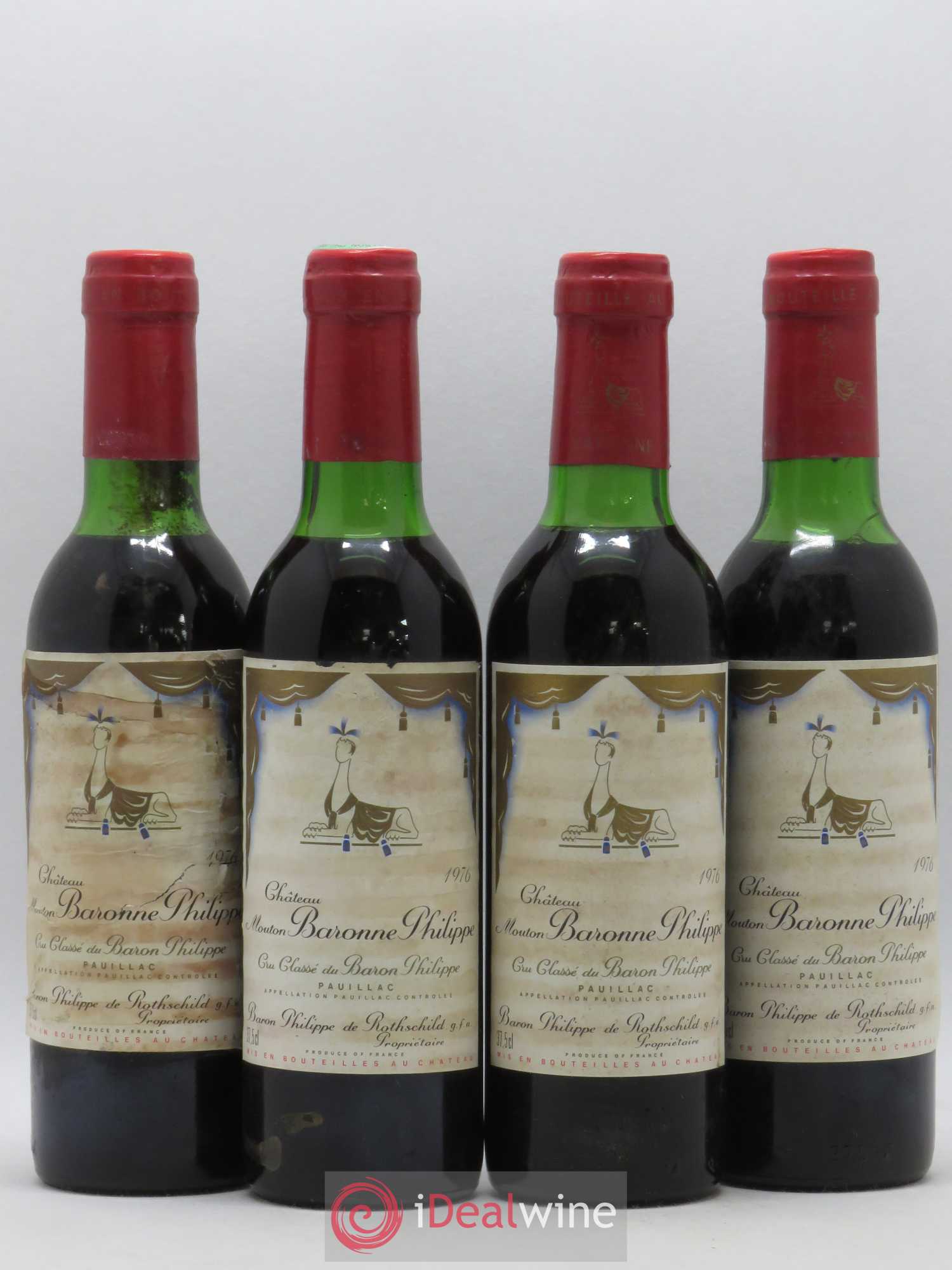 Château d' Armailhac - Mouton Baron(ne) Philippe 5ème Grand Cru Classé 1976 - Lot de 4 demi bouteilles - 0