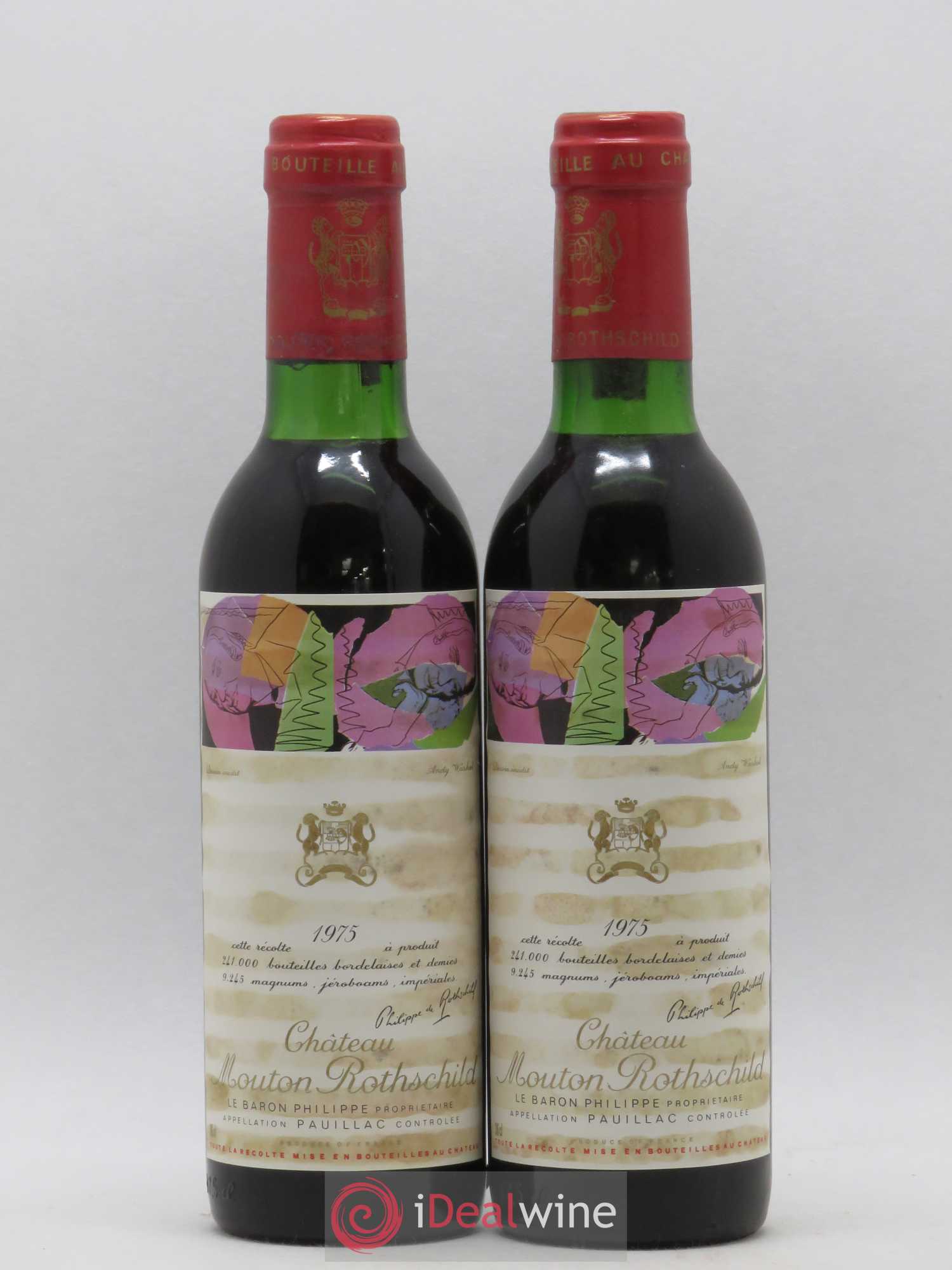 Château Mouton Rothschild 1er Grand Cru Classé 1975 - Lot de 2 demi bouteilles - 0