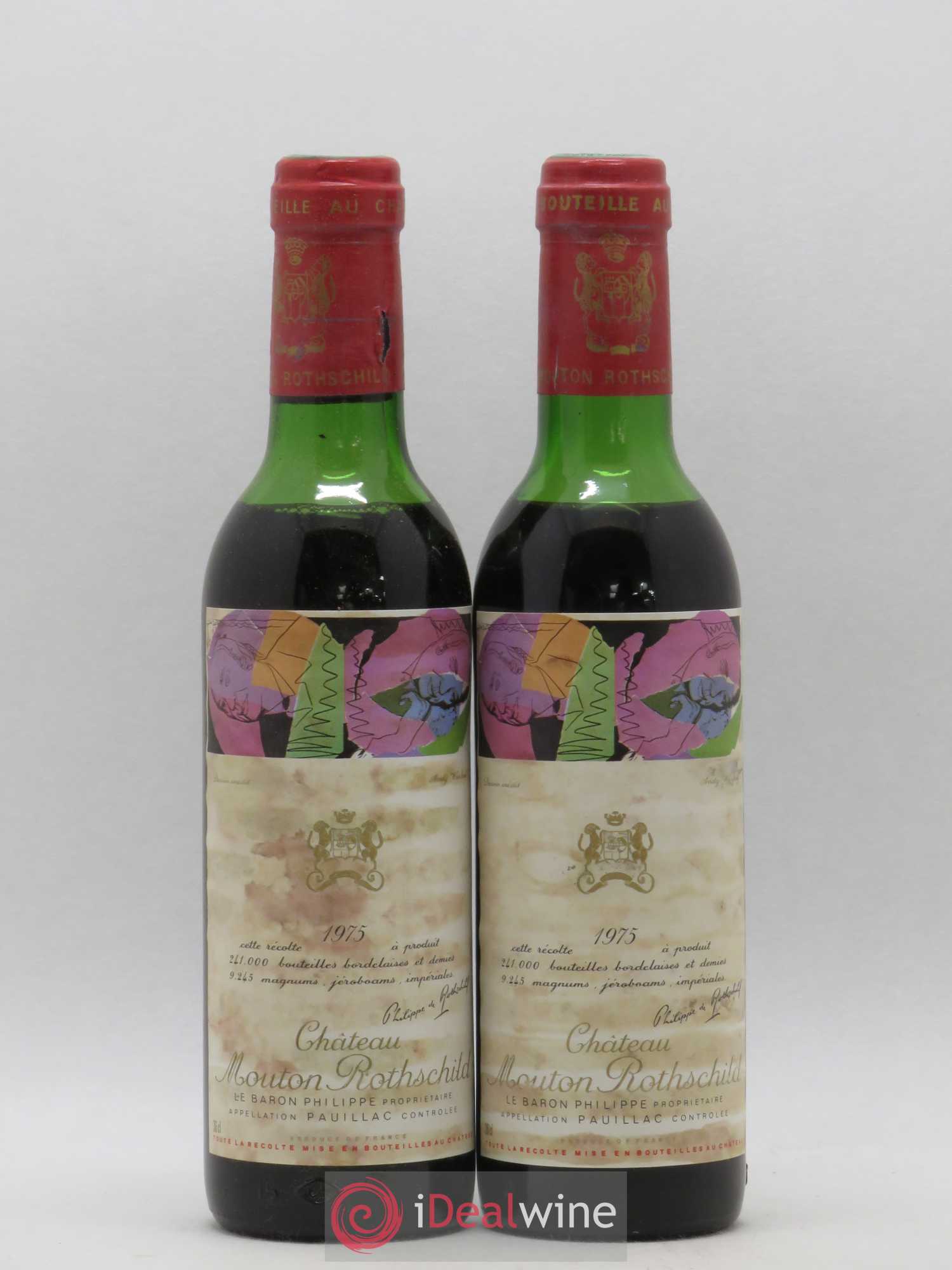 Château Mouton Rothschild 1er Grand Cru Classé 1975 - Lot de 2 demi bouteilles - 0