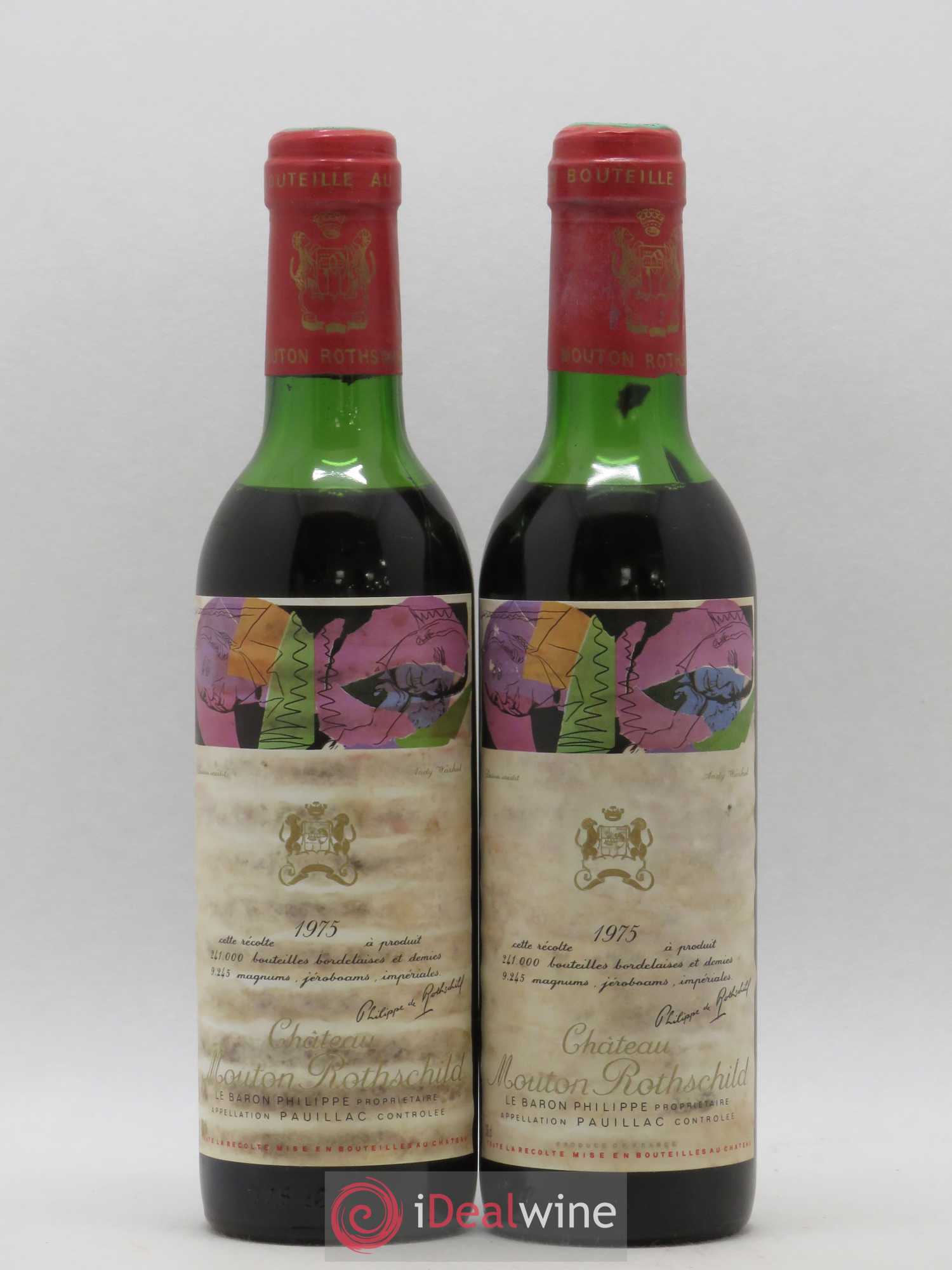 Château Mouton Rothschild 1er Grand Cru Classé 1975 - Lot de 2 demi bouteilles - 0