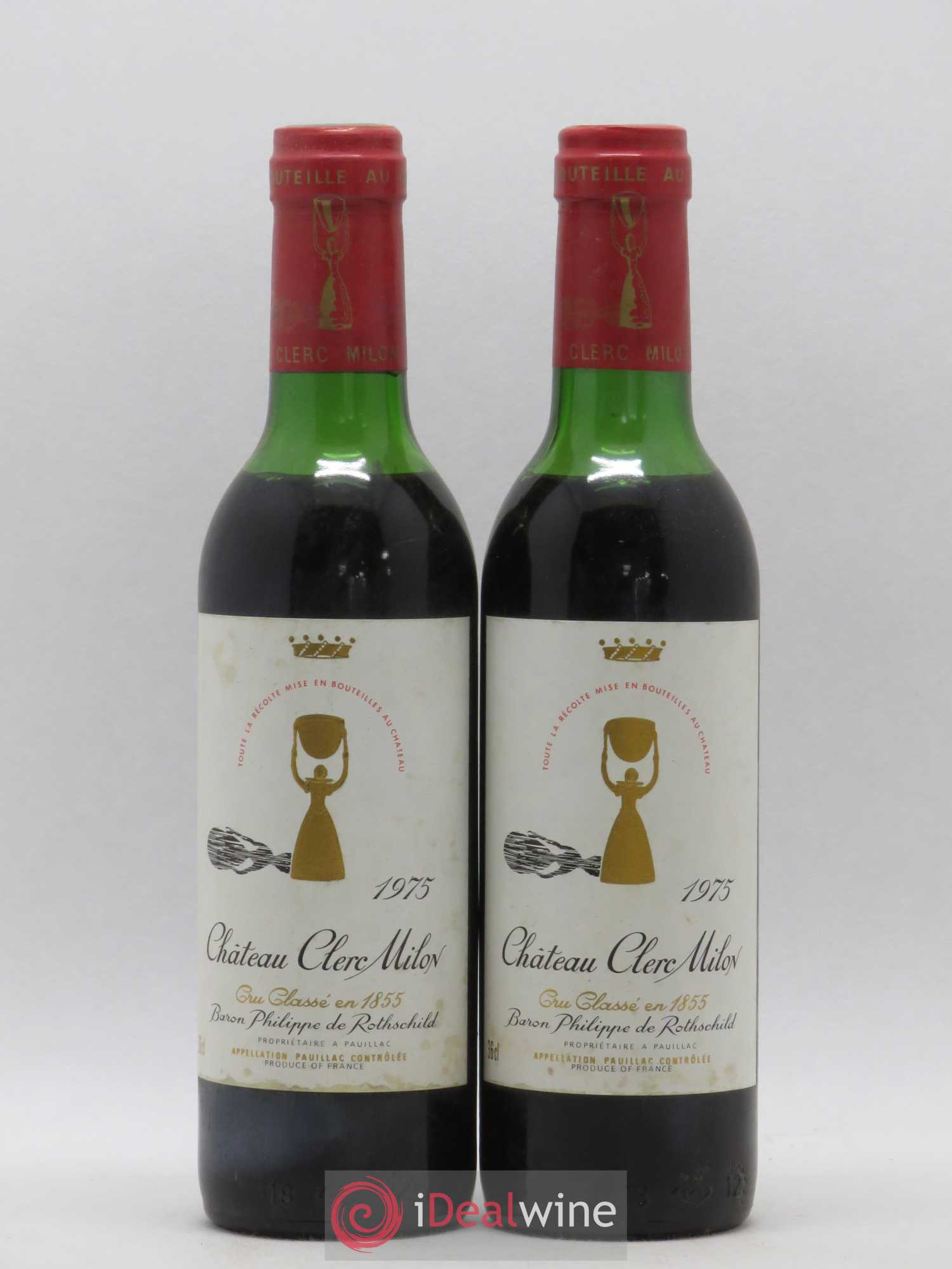 Château Clerc Milon 5ème Grand Cru Classé 1975 - Lot de 2 demi bouteilles - 0