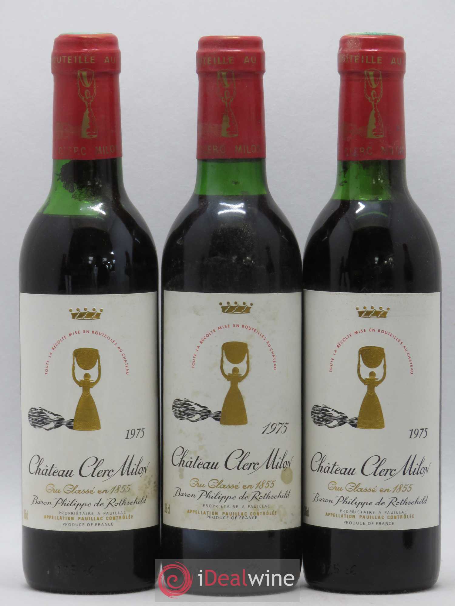 Château Clerc Milon 5ème Grand Cru Classé 1975 - Lot de 6 demi bouteilles - 1