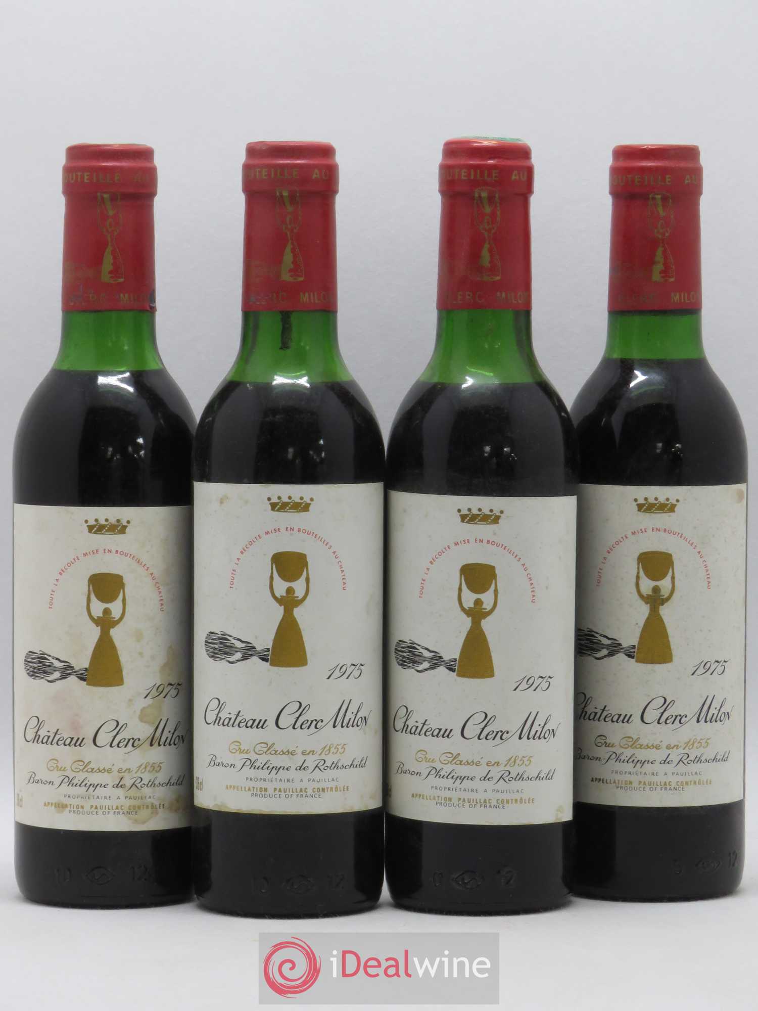 Château Clerc Milon 5ème Grand Cru Classé 1975 - Lot de 4 demi bouteilles - 0
