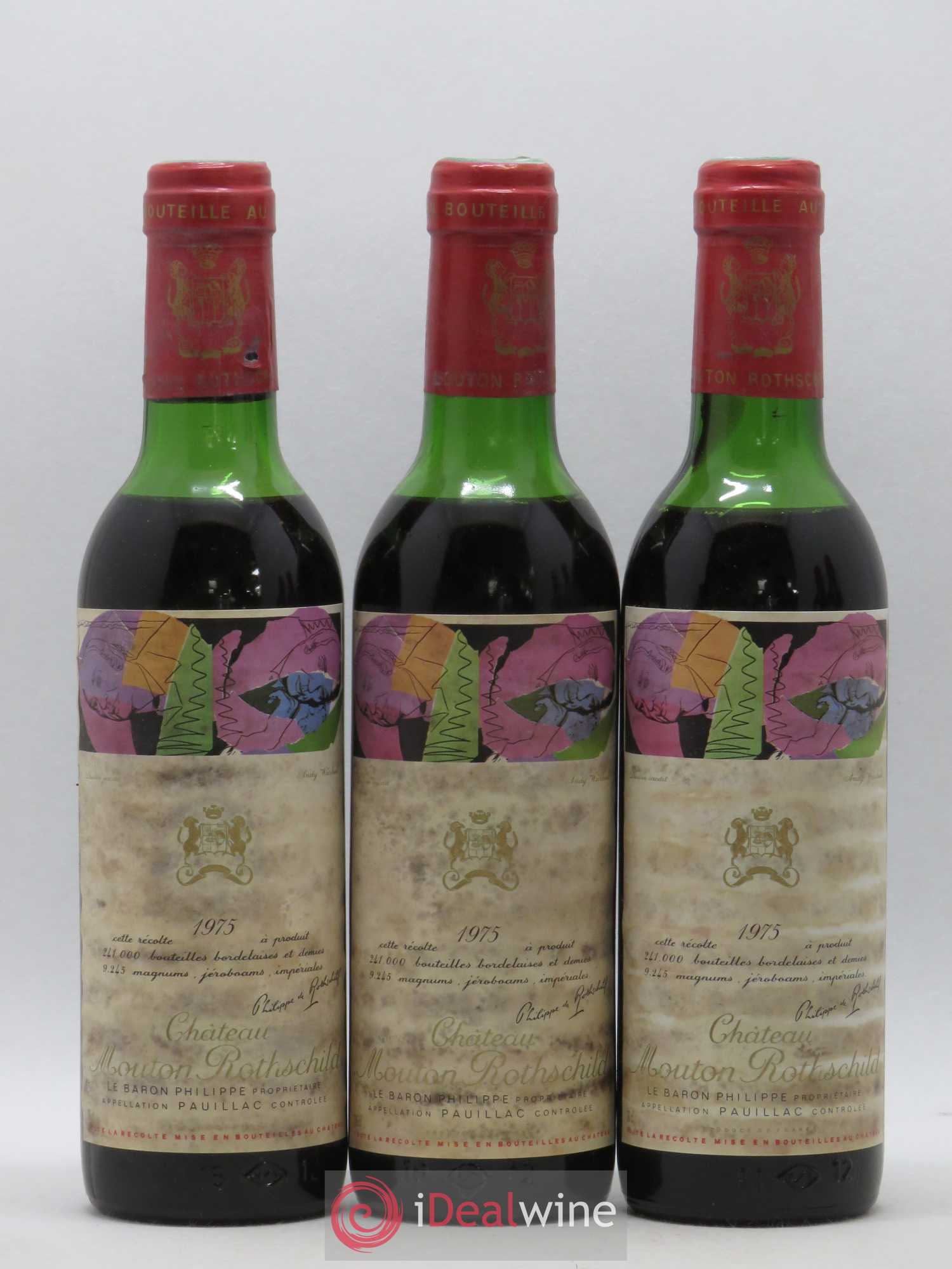 Château Mouton Rothschild 1er Grand Cru Classé 1975 - Lot de 6 demi bouteilles - 1