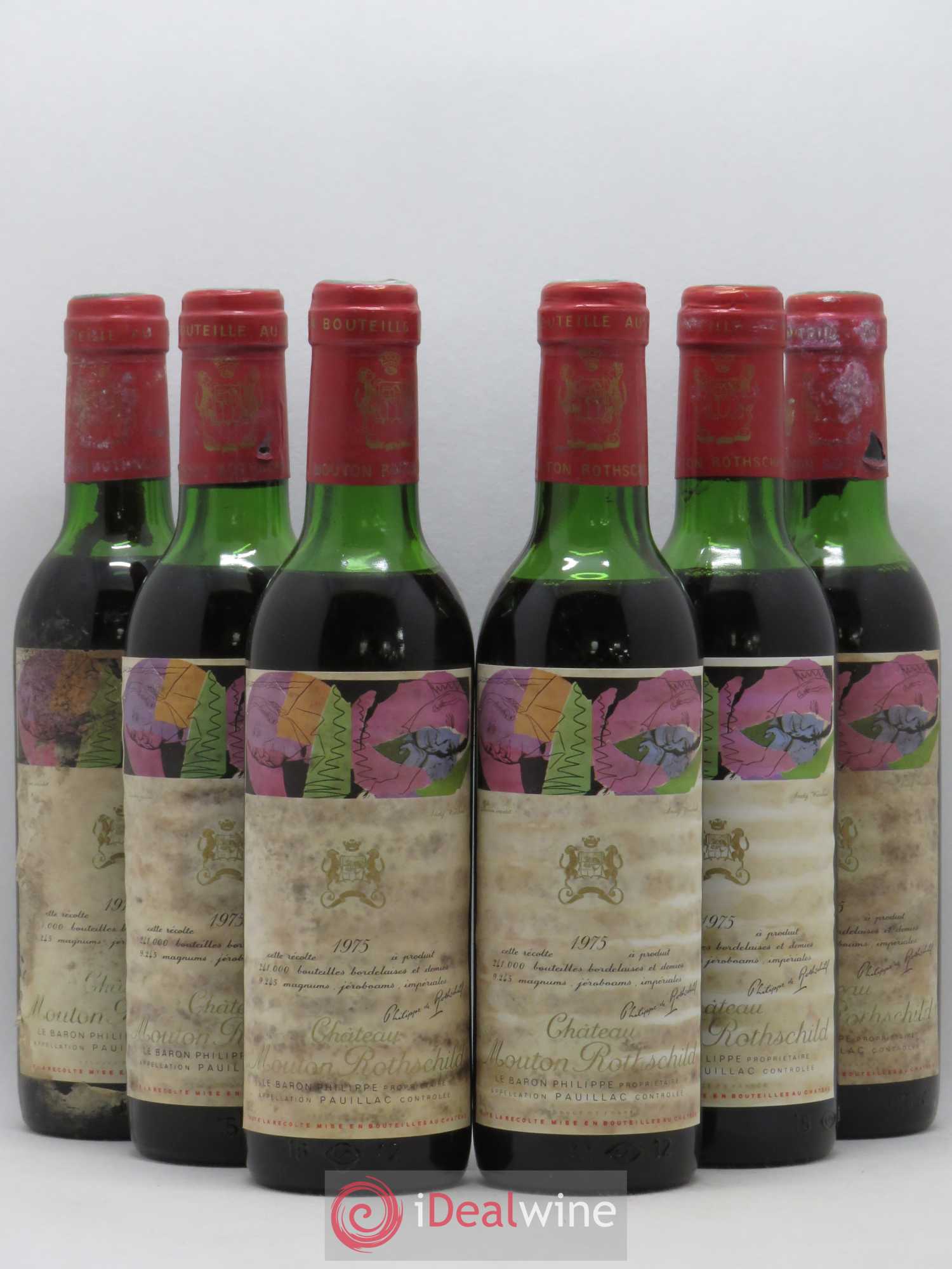 Château Mouton Rothschild 1er Grand Cru Classé 1975 - Lot de 6 demi bouteilles - 0