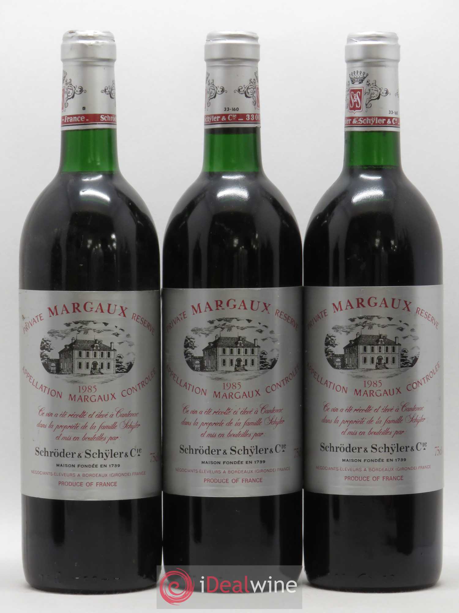 Bordeaux Margaux Private Reserve Schroder and Schyler 1985 - Lot de 6 bouteilles - 1