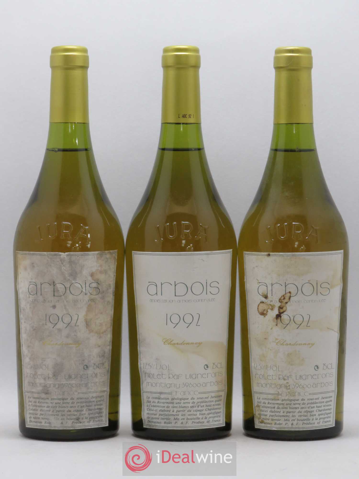 Arbois Chardonnay Domaine Rolet 1992 - Lot de 3 bouteilles - 0