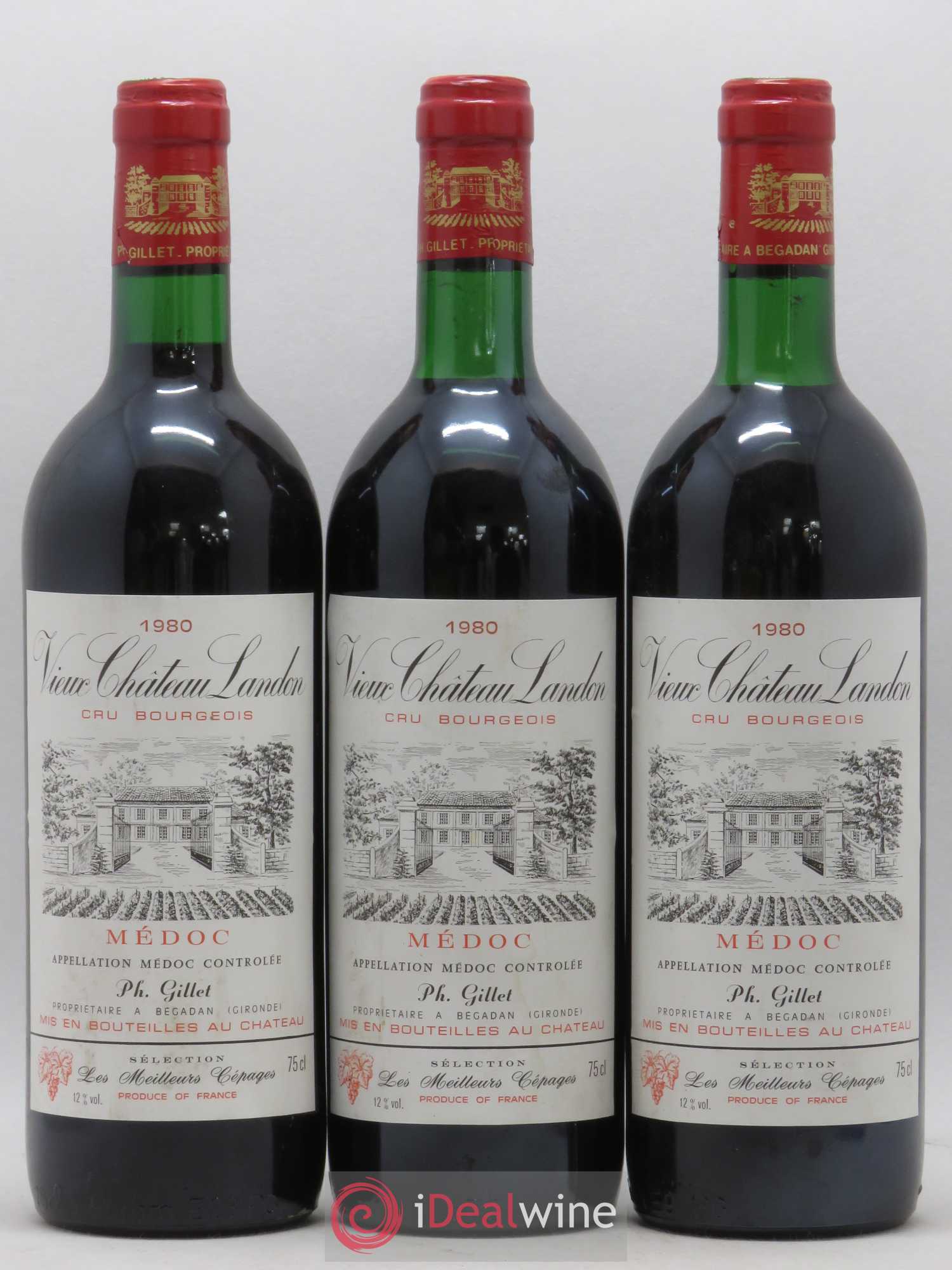 Vieux Château Landon Cru Bourgeois 1980 - Lot de 3 bouteilles - 0