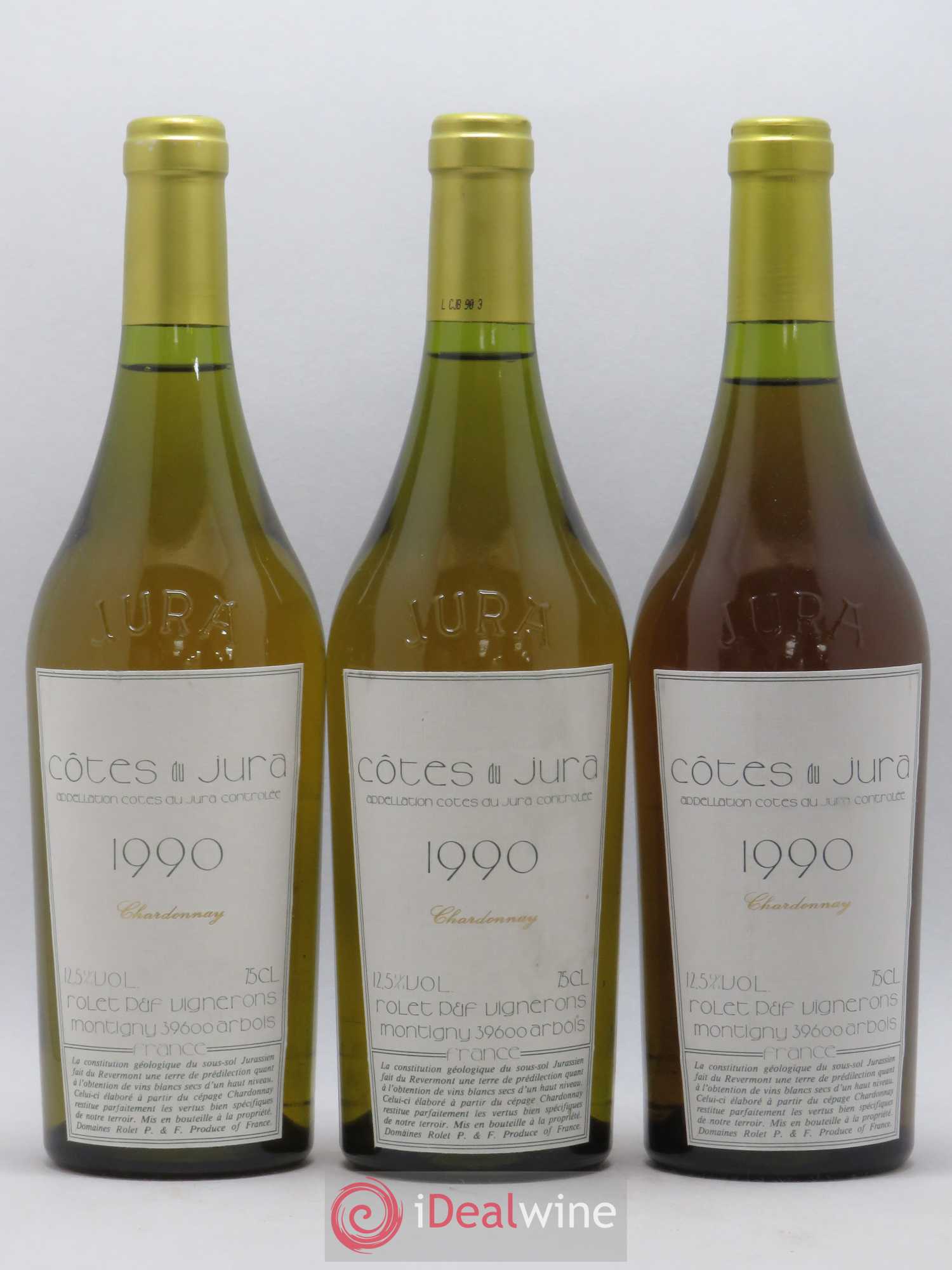Côtes du Jura Chardonnay Domaine Rolet 1990 - Posten von 3 Flaschen - 0