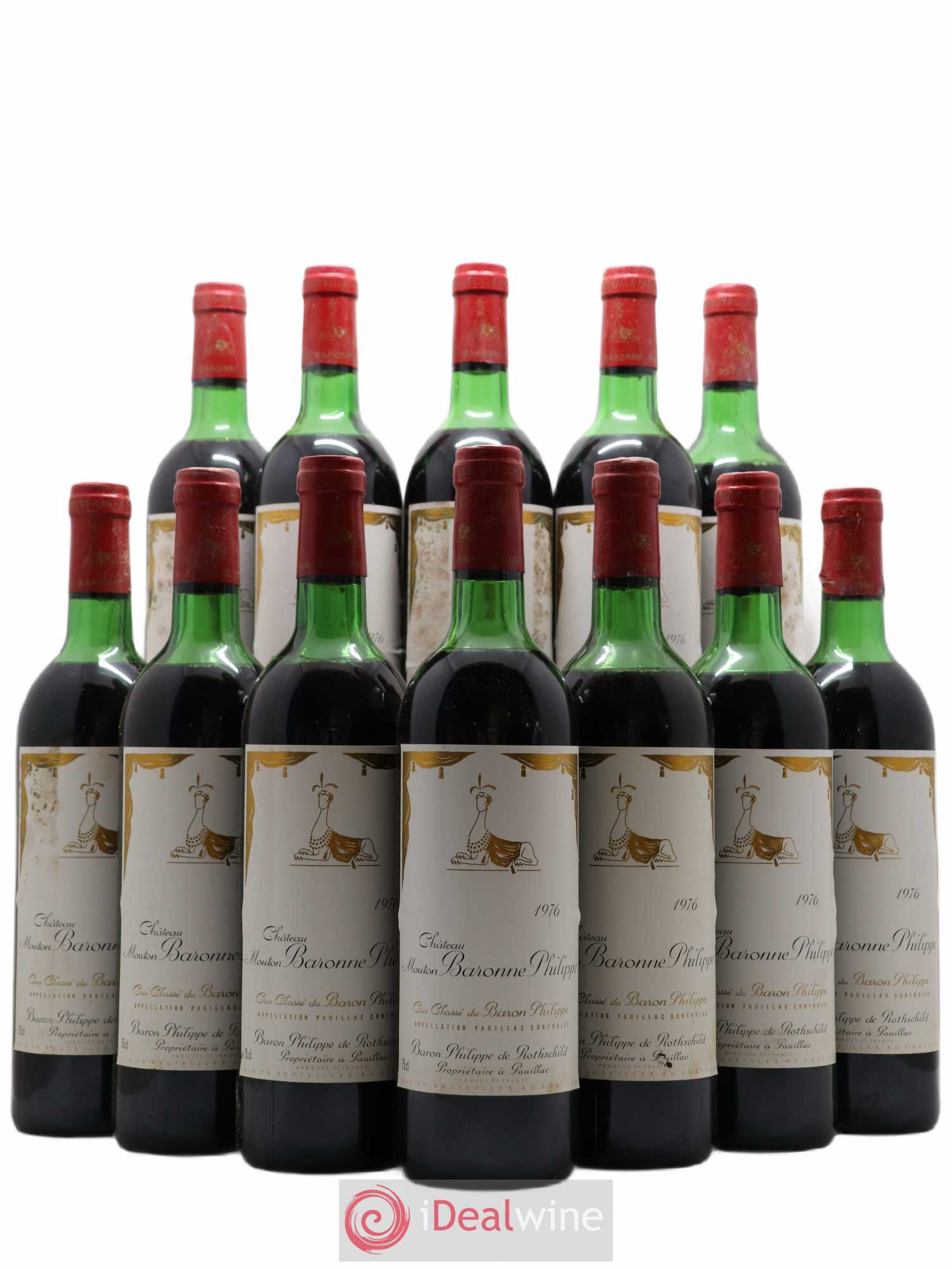 Château d' Armailhac - Mouton Baron(ne) Philippe 5ème Grand Cru Classé 1976 - Lot de 12 bouteilles - 0