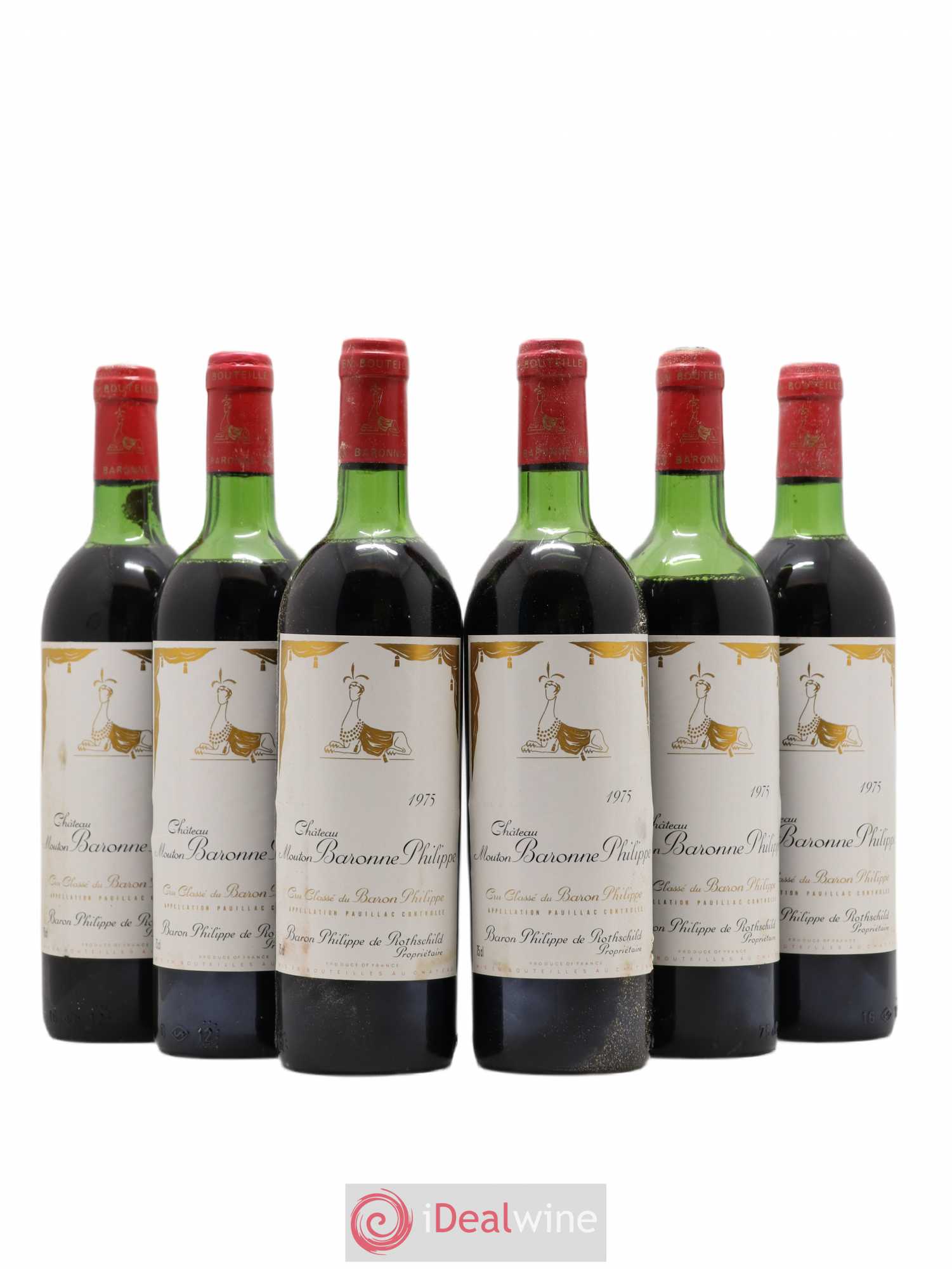 Château d' Armailhac - Mouton Baron(ne) Philippe 5ème Grand Cru Classé 1975 - Lot de 6 bouteilles - 0