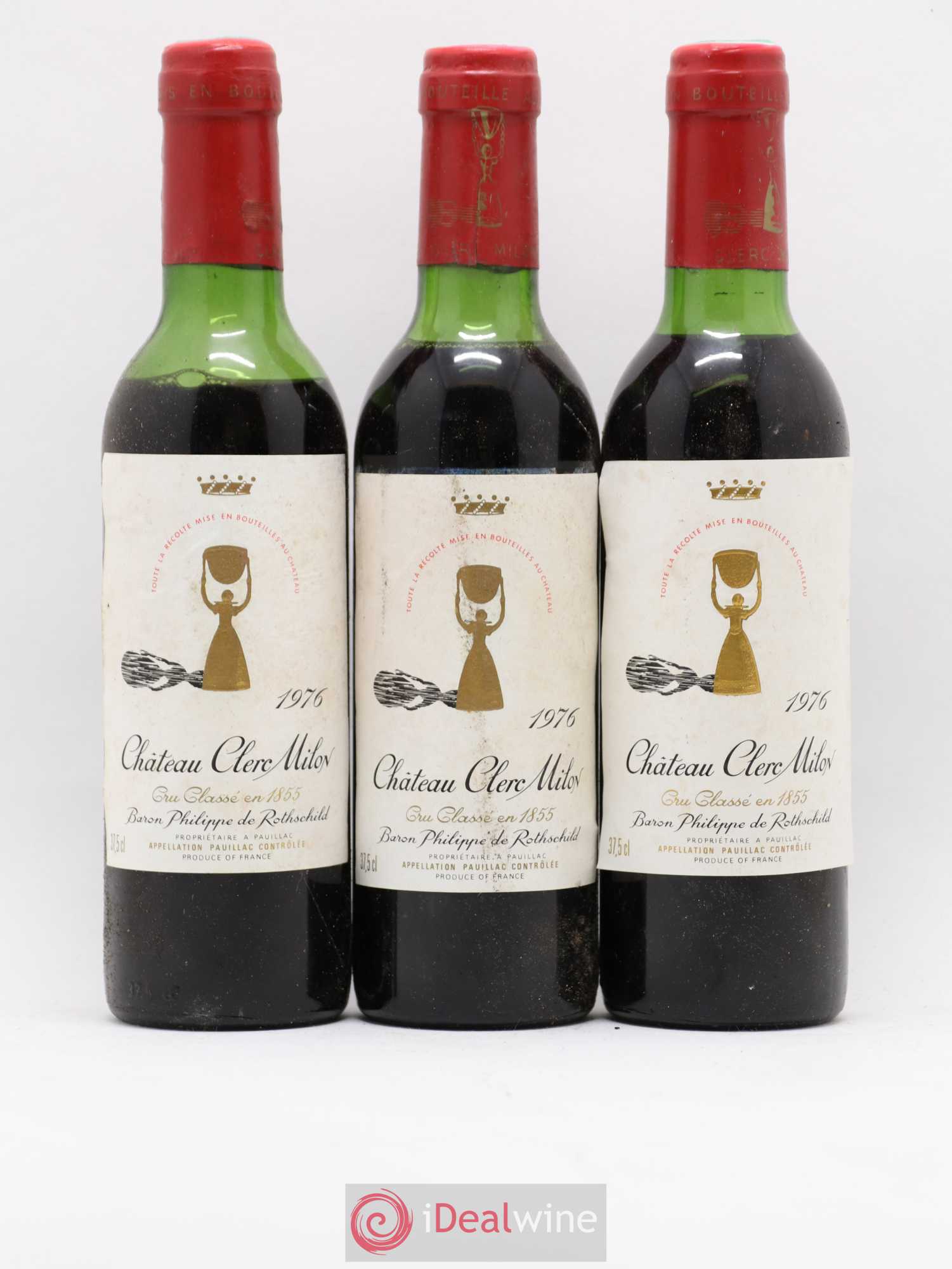 Château Clerc Milon 5ème Grand Cru Classé 1976 - Lot de 6 demi bouteilles - 1
