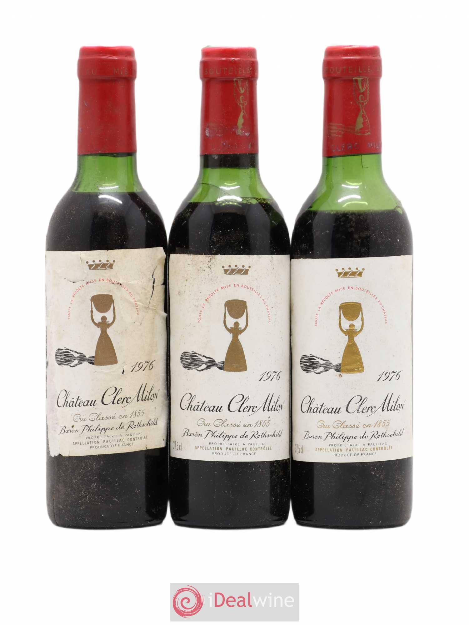 Château Clerc Milon 5ème Grand Cru Classé 1976 - Lot de 3 demi bouteilles - 0
