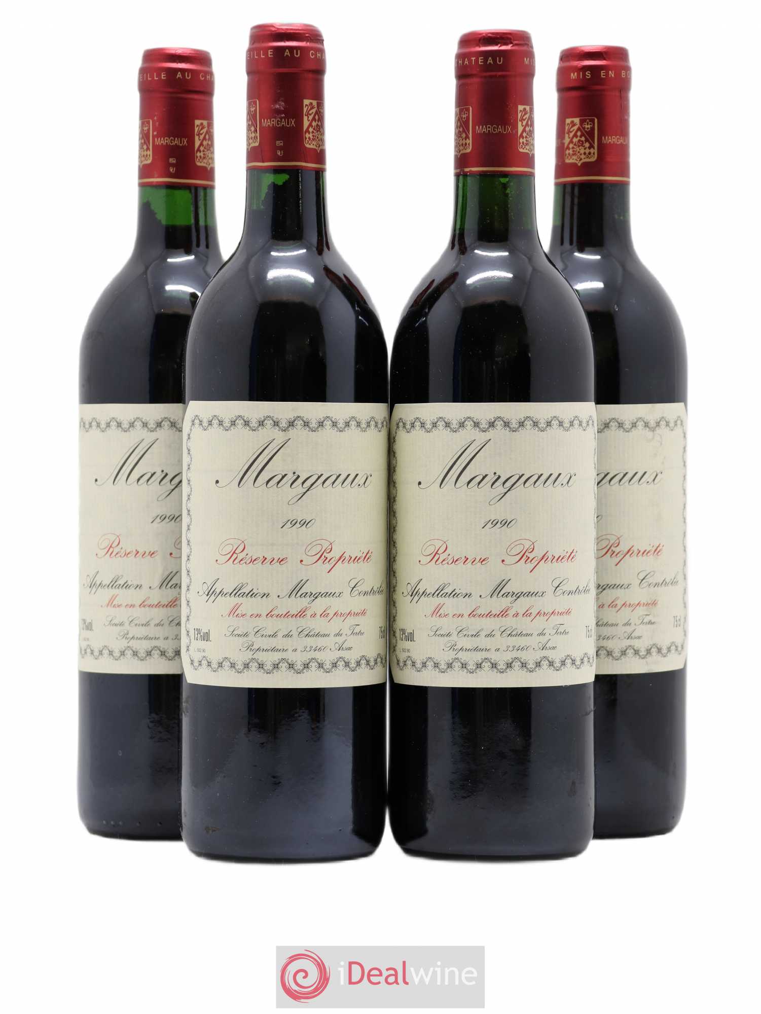 Bordeaux Margaux Réserve Propriété Château du Tertre 1990 - Posten von 4 Flaschen - 0