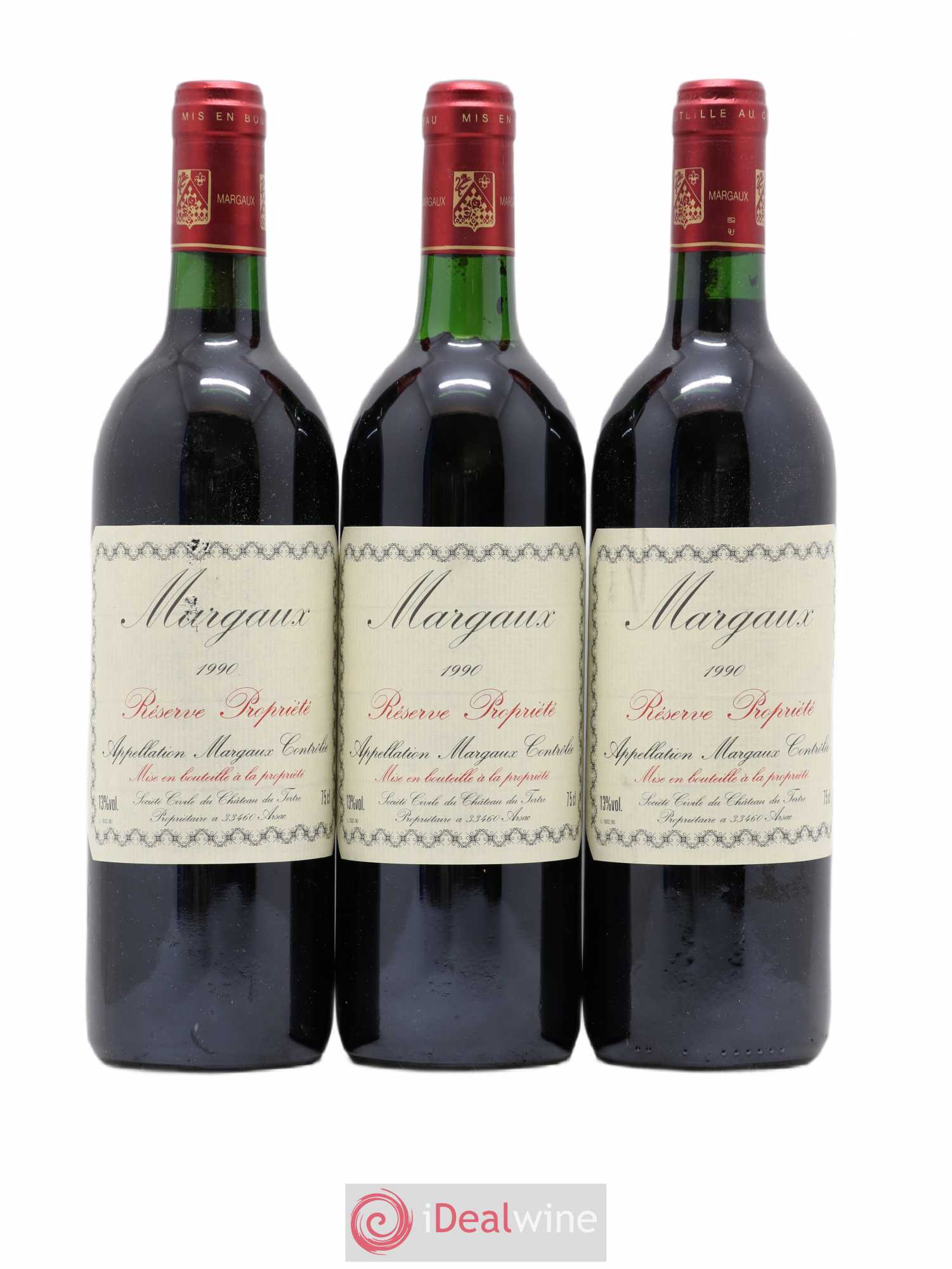 Bordeaux Margaux Réserve Propriété Château du Tertre 1990 - Posten von 3 Flaschen - 0