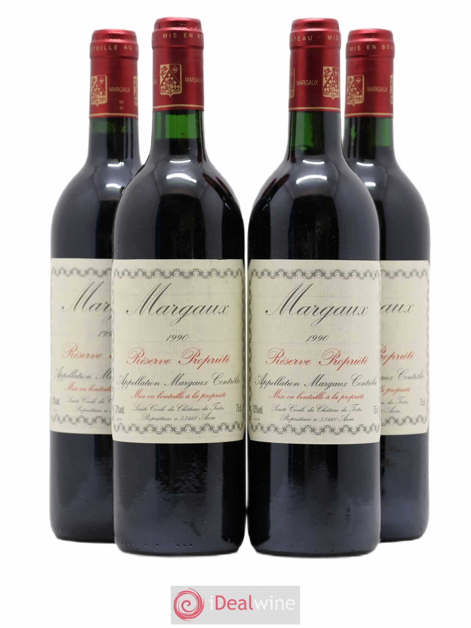 Bordeaux Margaux Réserve Propriété Château du Tertre 1990 - Posten von 4 Flaschen - 0
