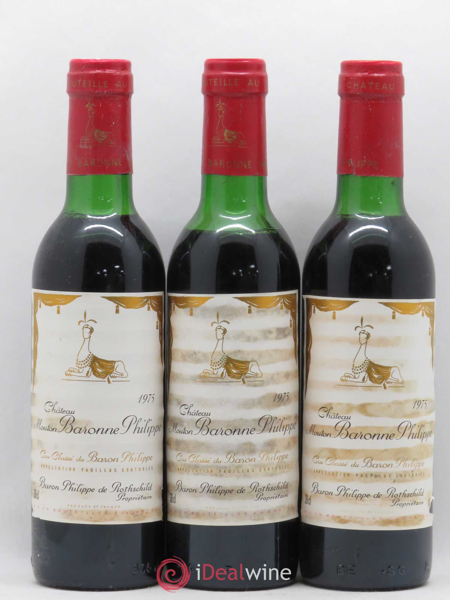 Château d' Armailhac - Mouton Baron(ne) Philippe 5ème Grand Cru Classé (sans prix de réserve) 1975 - Lot de 3 demi bouteilles - 0
