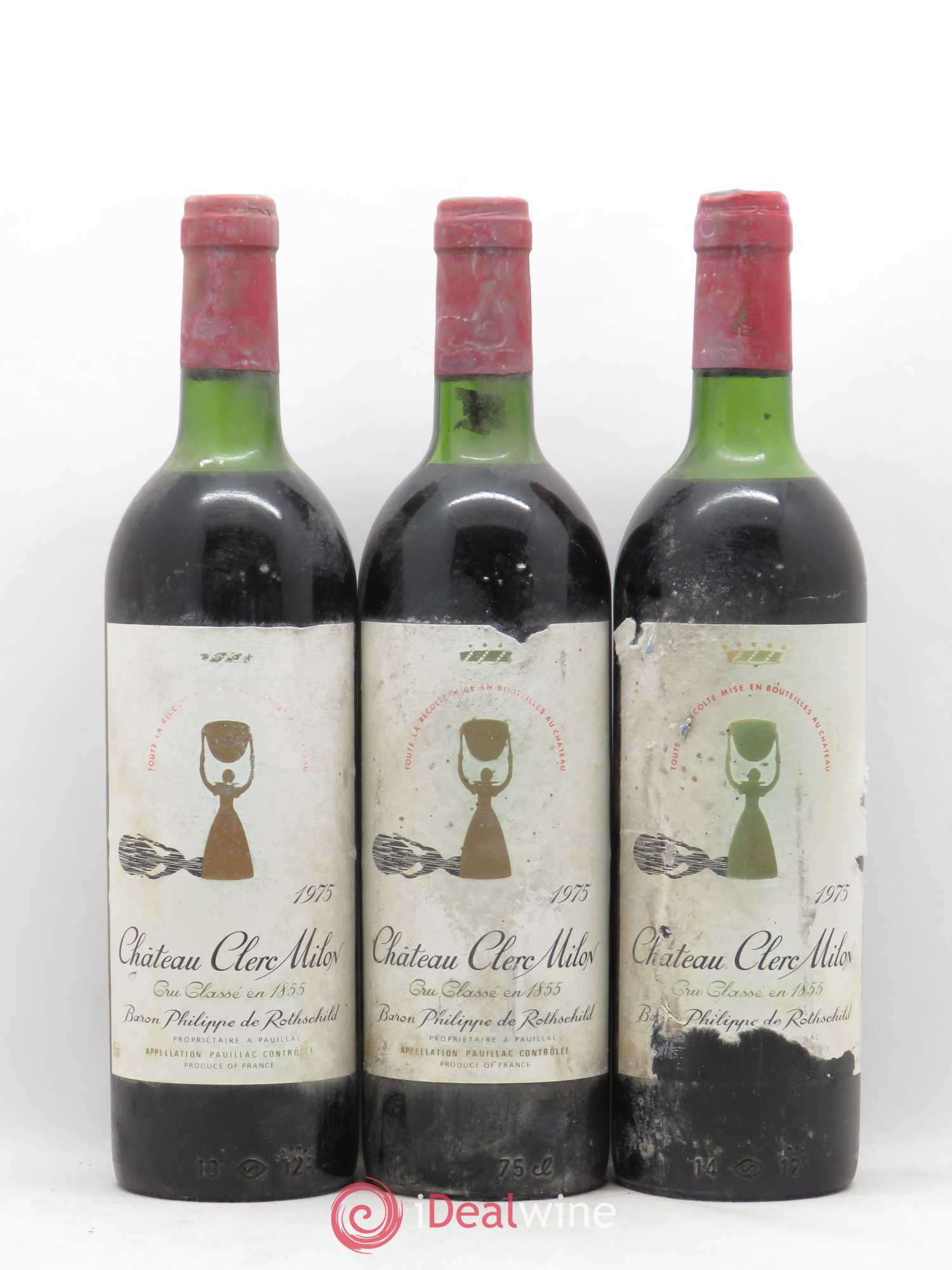 Château Clerc Milon 5ème Grand Cru Classé 1975 - Lot de 5 bouteilles - 1