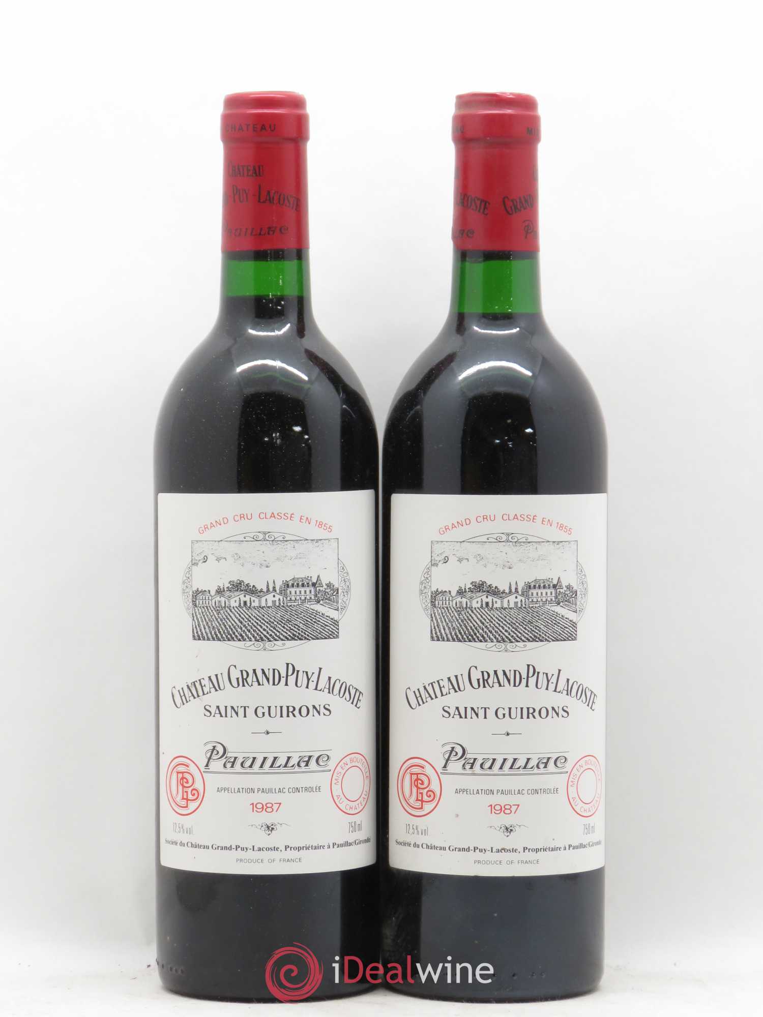 Château Grand Puy Lacoste 5ème Grand Cru Classé 1987 - Lot de 2 bouteilles - 0