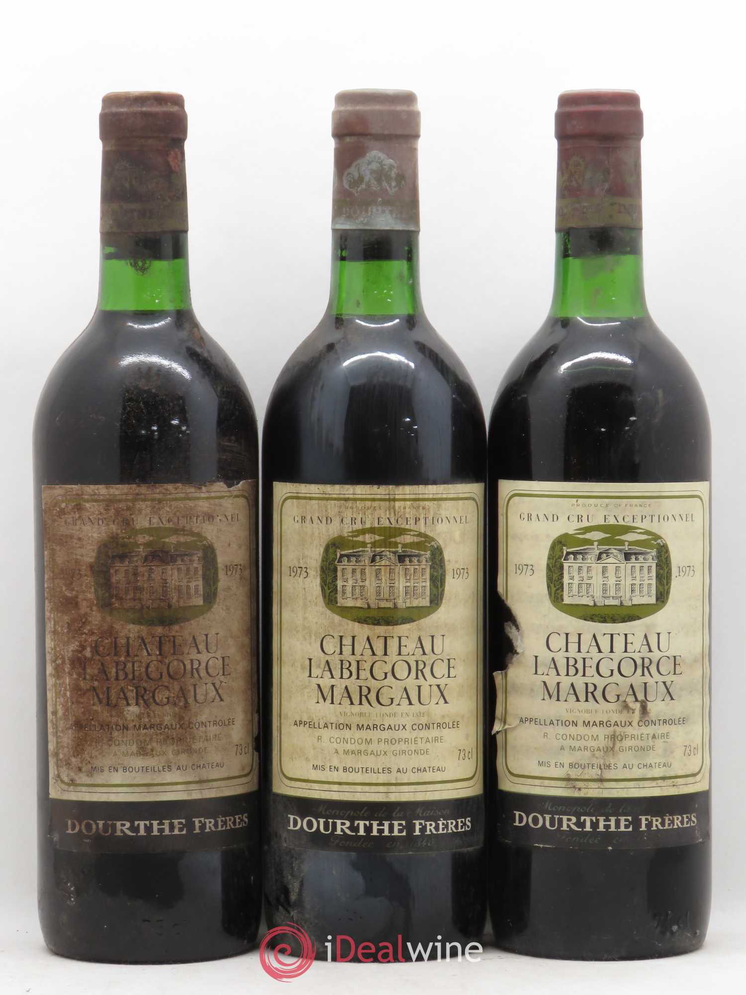 Château Labegorce Cru Bourgeois Dourthe Frères 1973 - Lot de 3 bouteilles - 0