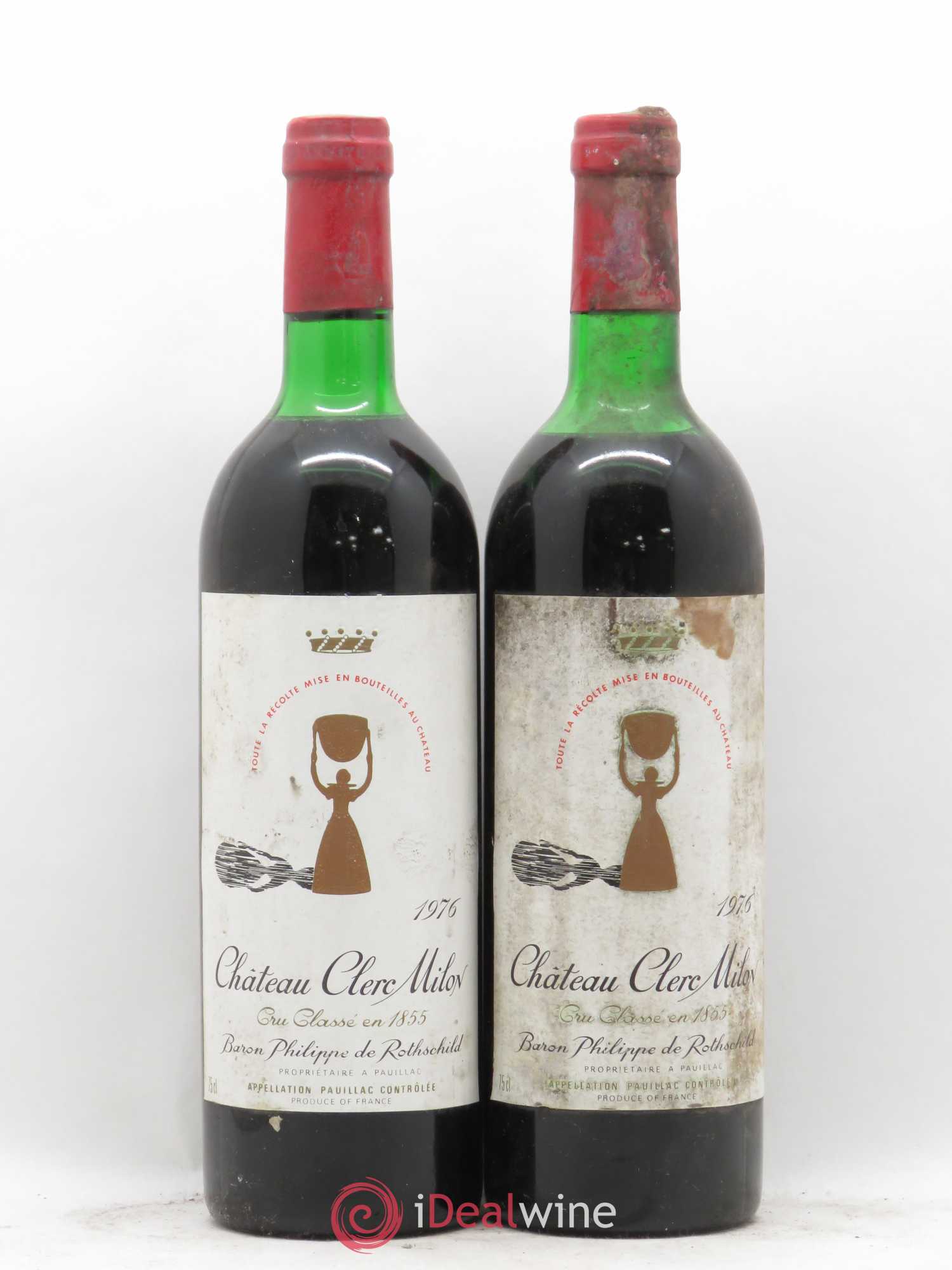 Château Clerc Milon 5ème Grand Cru Classé 1976 - Lot de 2 bouteilles - 0