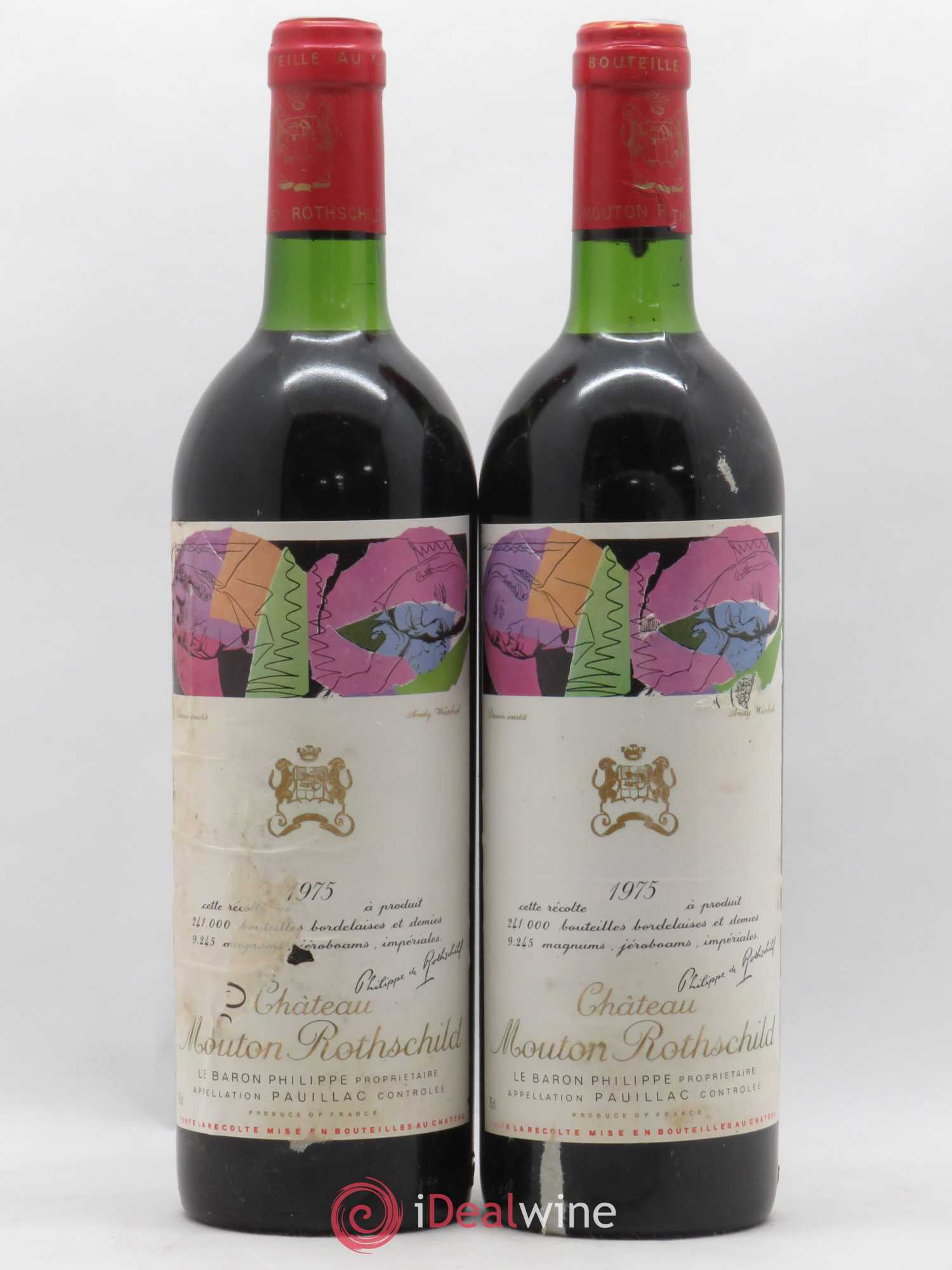Château Mouton Rothschild 1er Grand Cru Classé 1975 - Lot de 2 bouteilles - 0