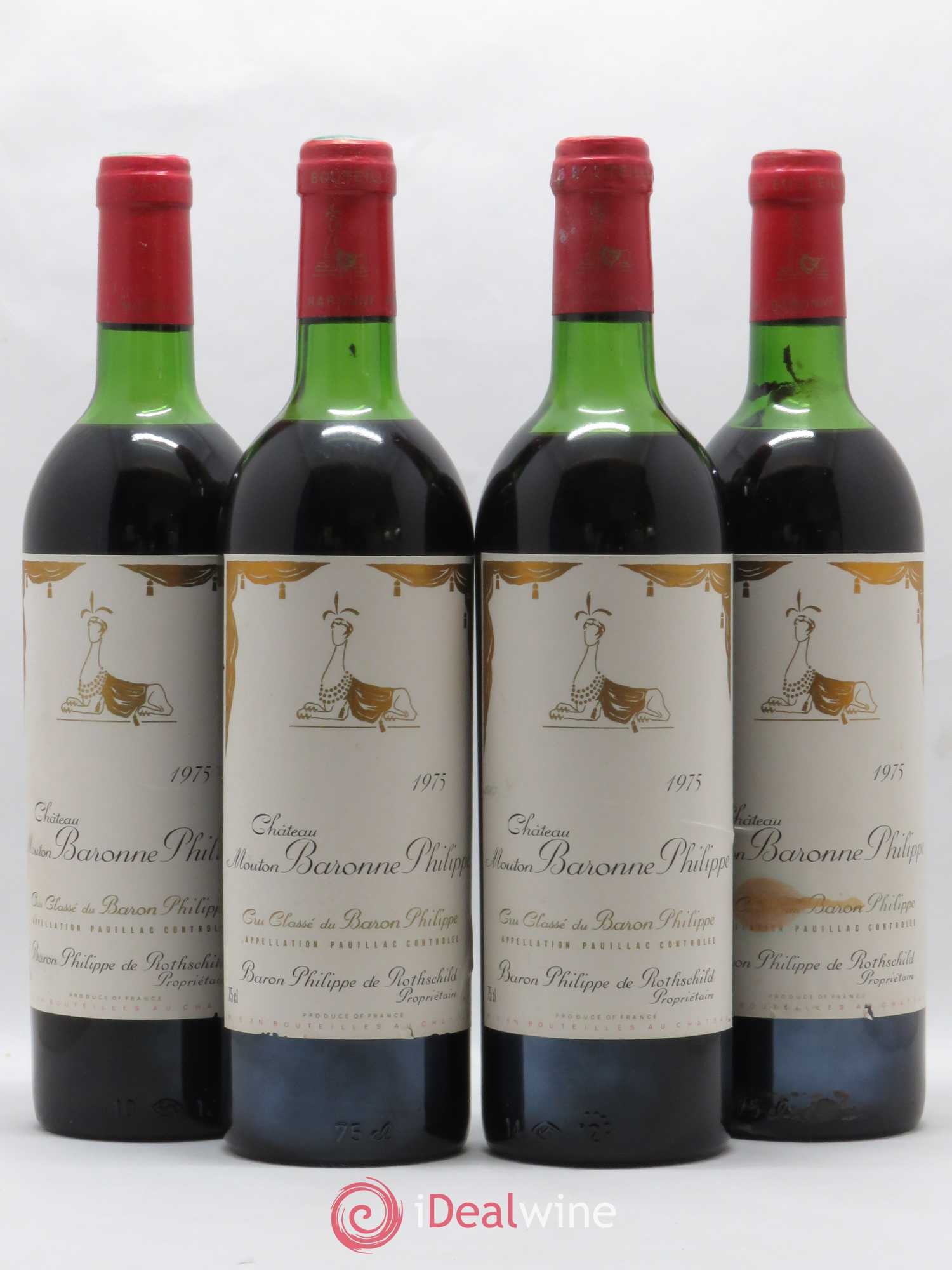 Château d' Armailhac - Mouton Baron(ne) Philippe 5ème Grand Cru Classé 1975 - Lot de 4 bouteilles - 0