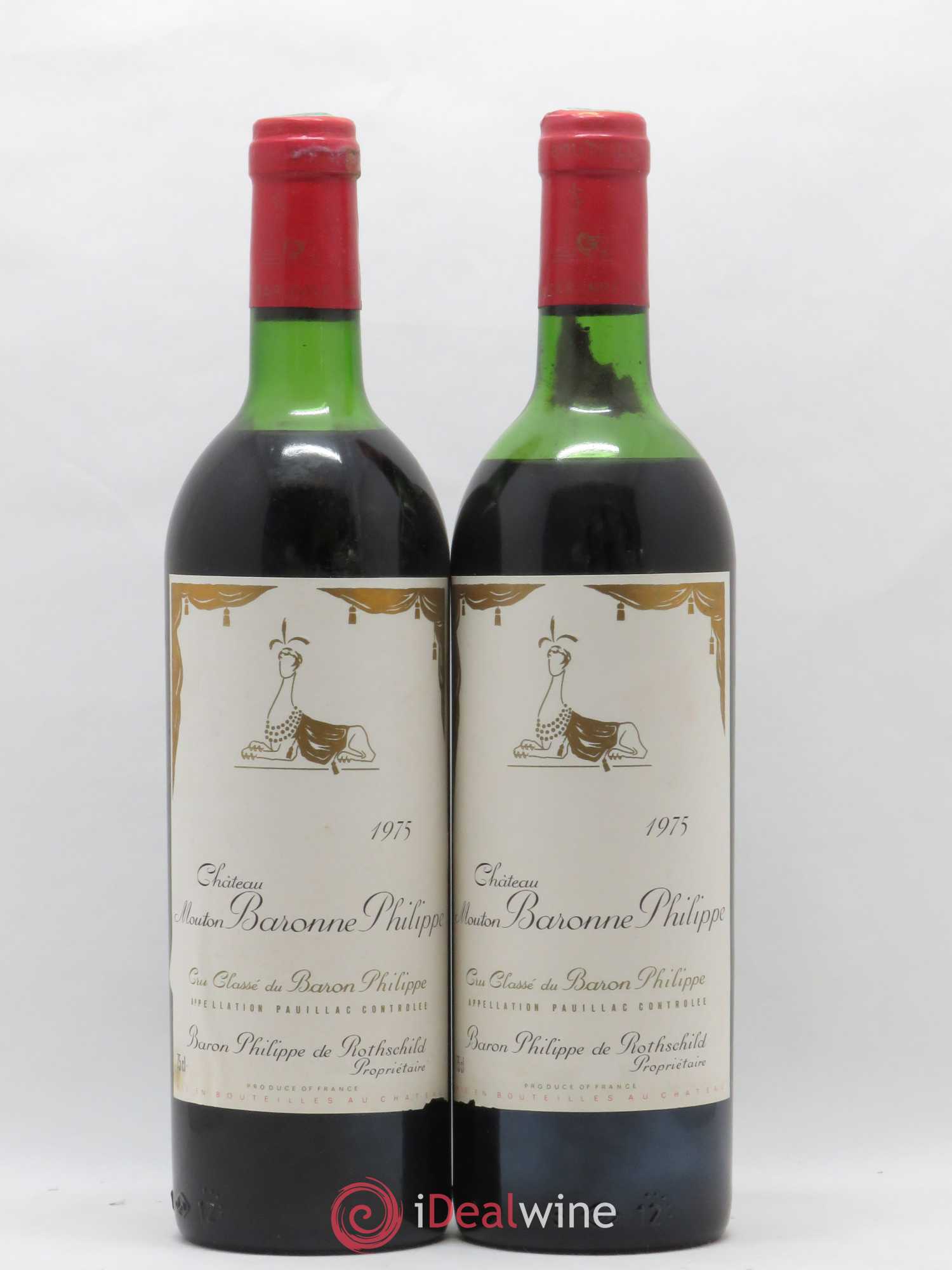 Château d' Armailhac - Mouton Baron(ne) Philippe 5ème Grand Cru Classé 1975 - Lot de 2 bouteilles - 0