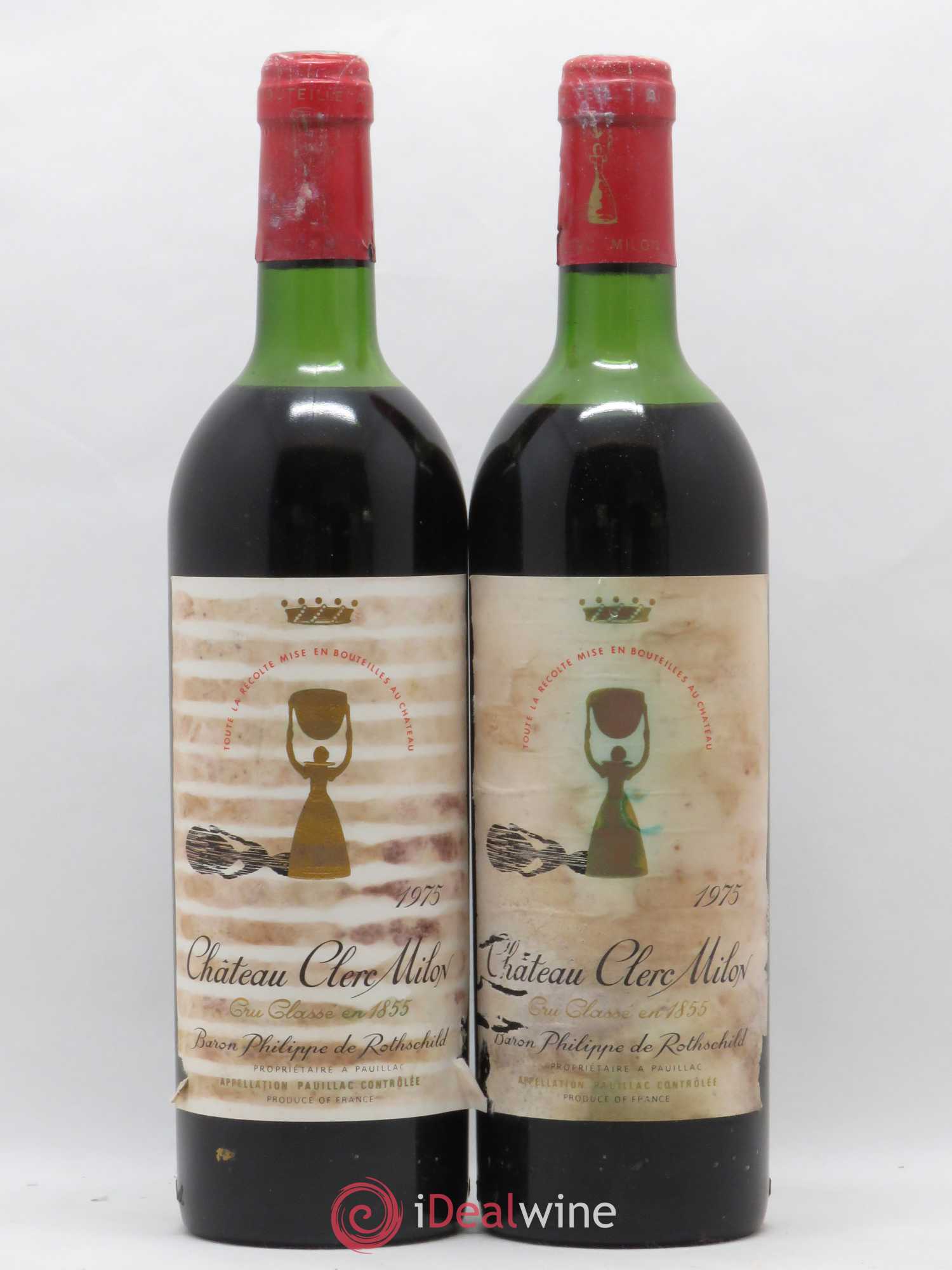 Château Clerc Milon 5ème Grand Cru Classé 1975 - Lot de 2 bouteilles - 0