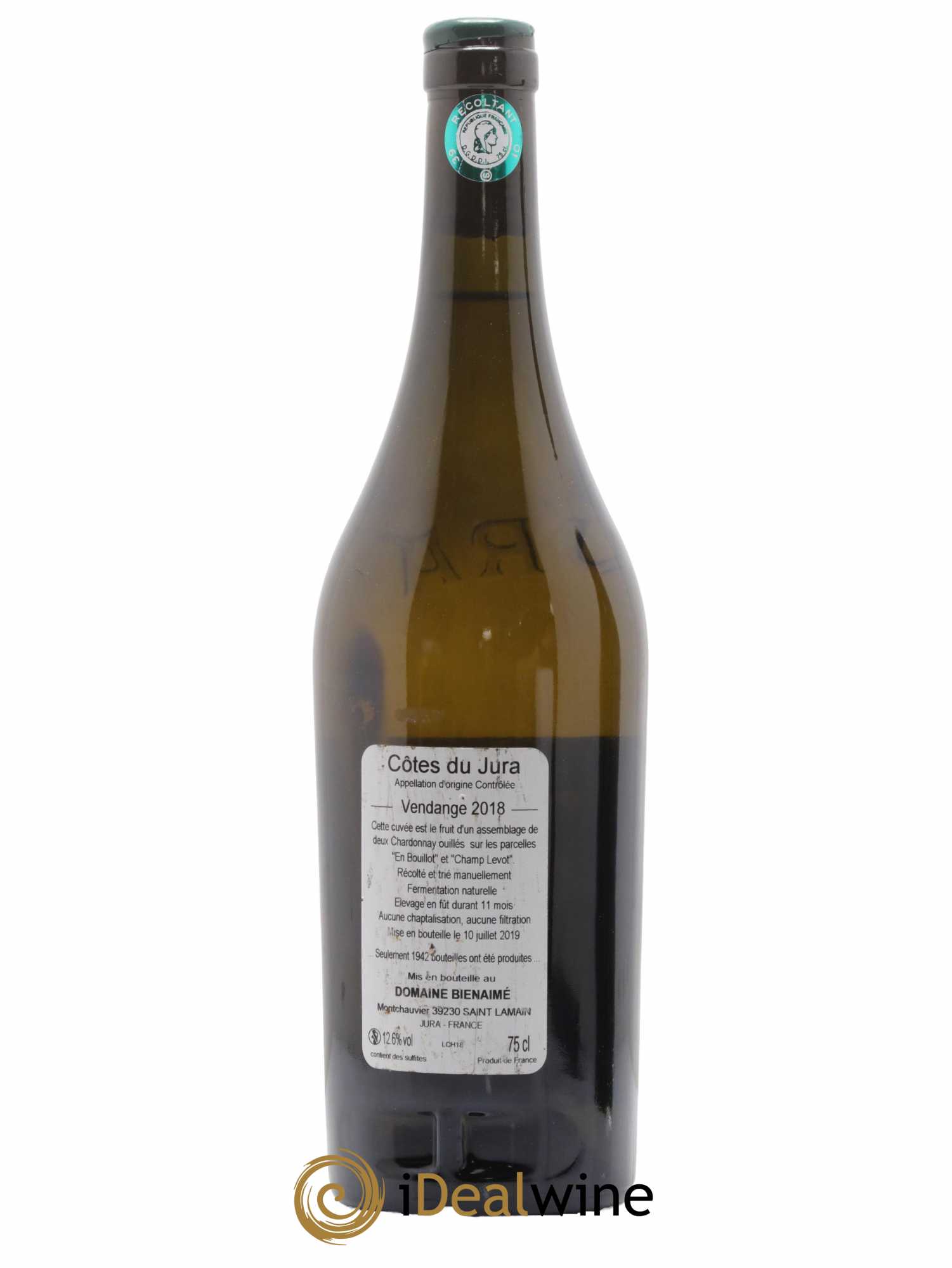 Côtes du Jura Chardonnay Bruno Bienaimé 2018 - Lot de 1 bouteille - 1