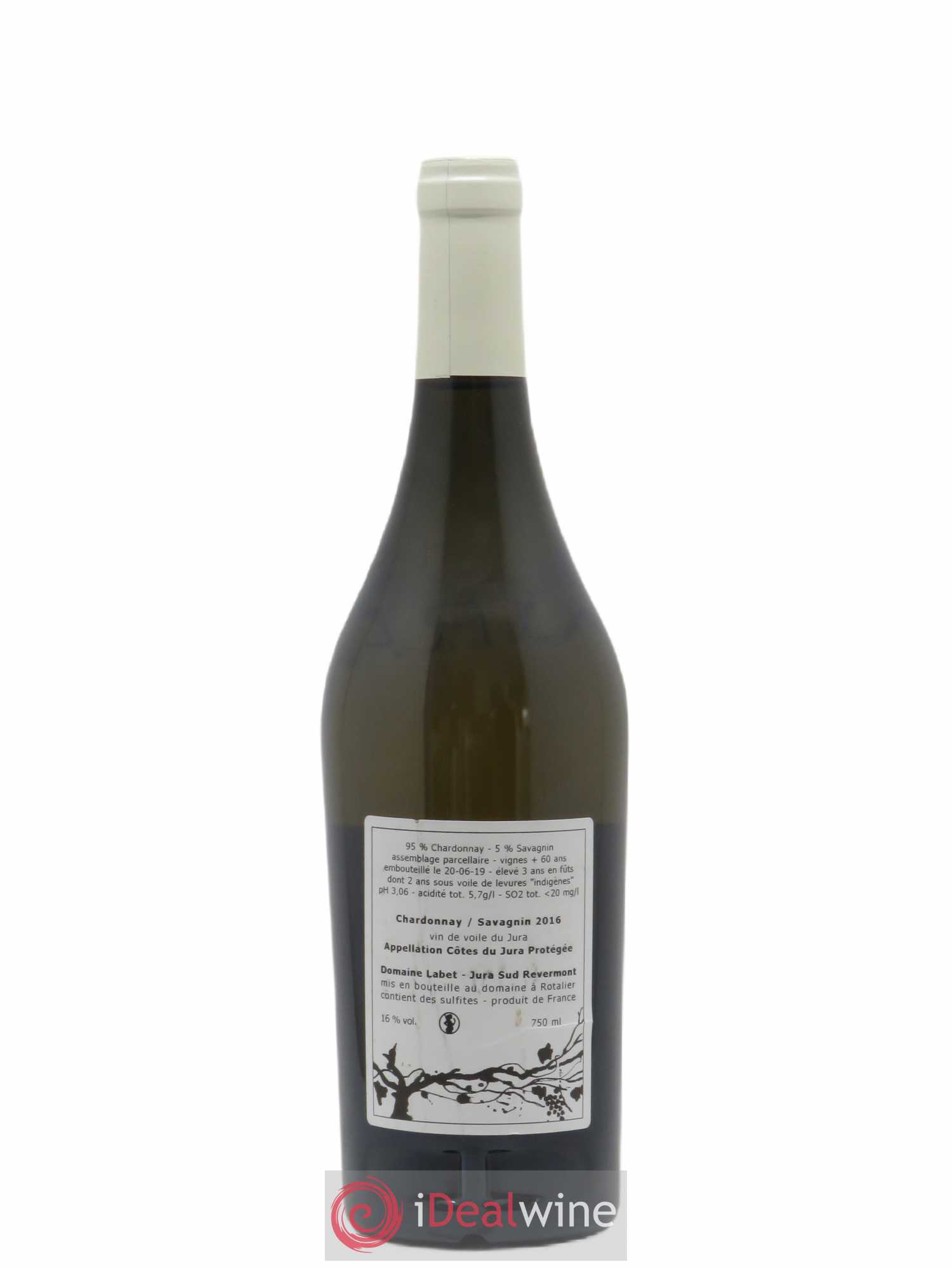Côtes du Jura Vin de Voile Chardonnay-Savagnin cuvée de garde Romain - Julien - Charline Labet 2016 - Lot de 1 bouteille - 1